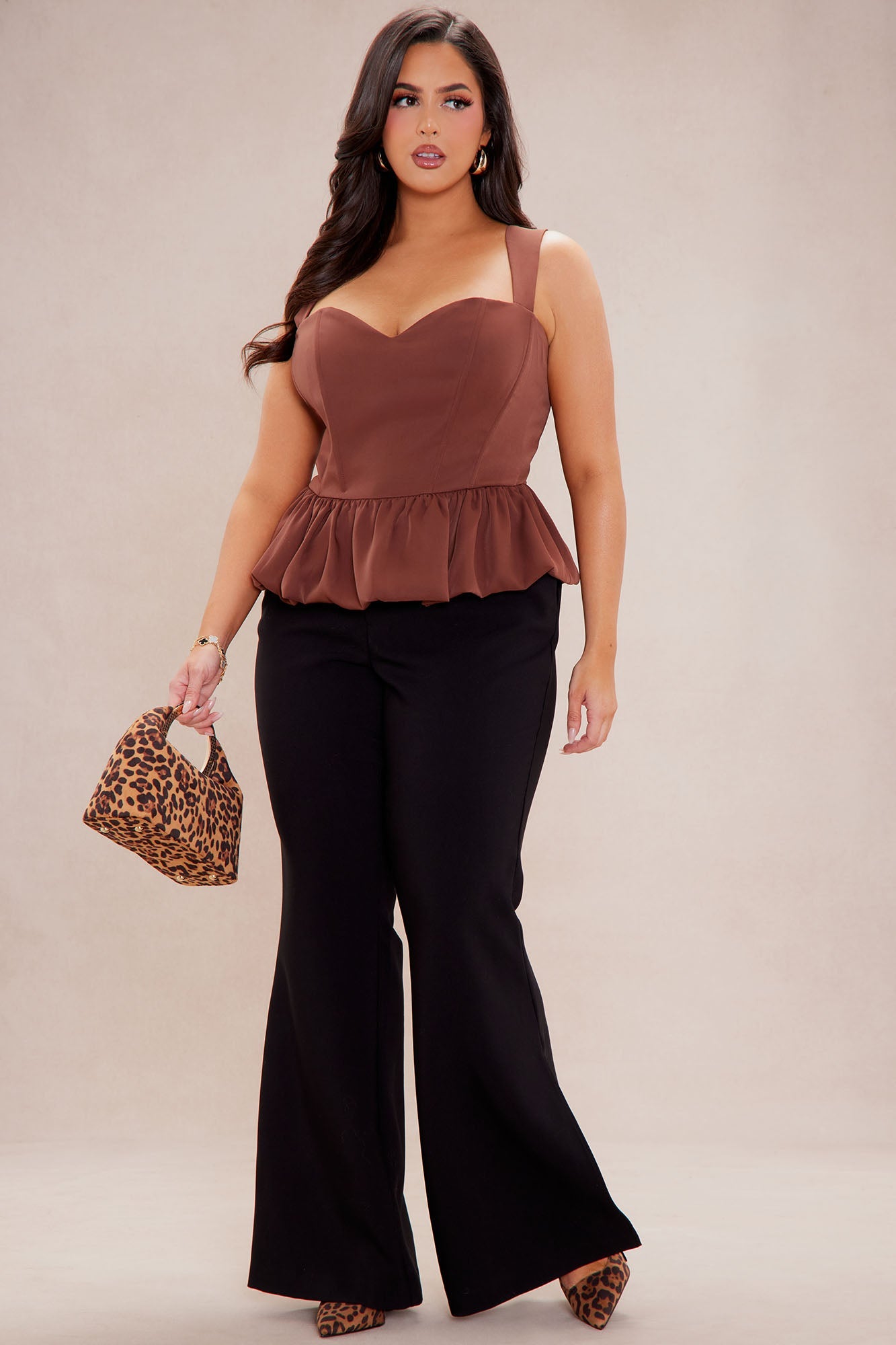 Valerie Peplum Corset Top - Chocolate