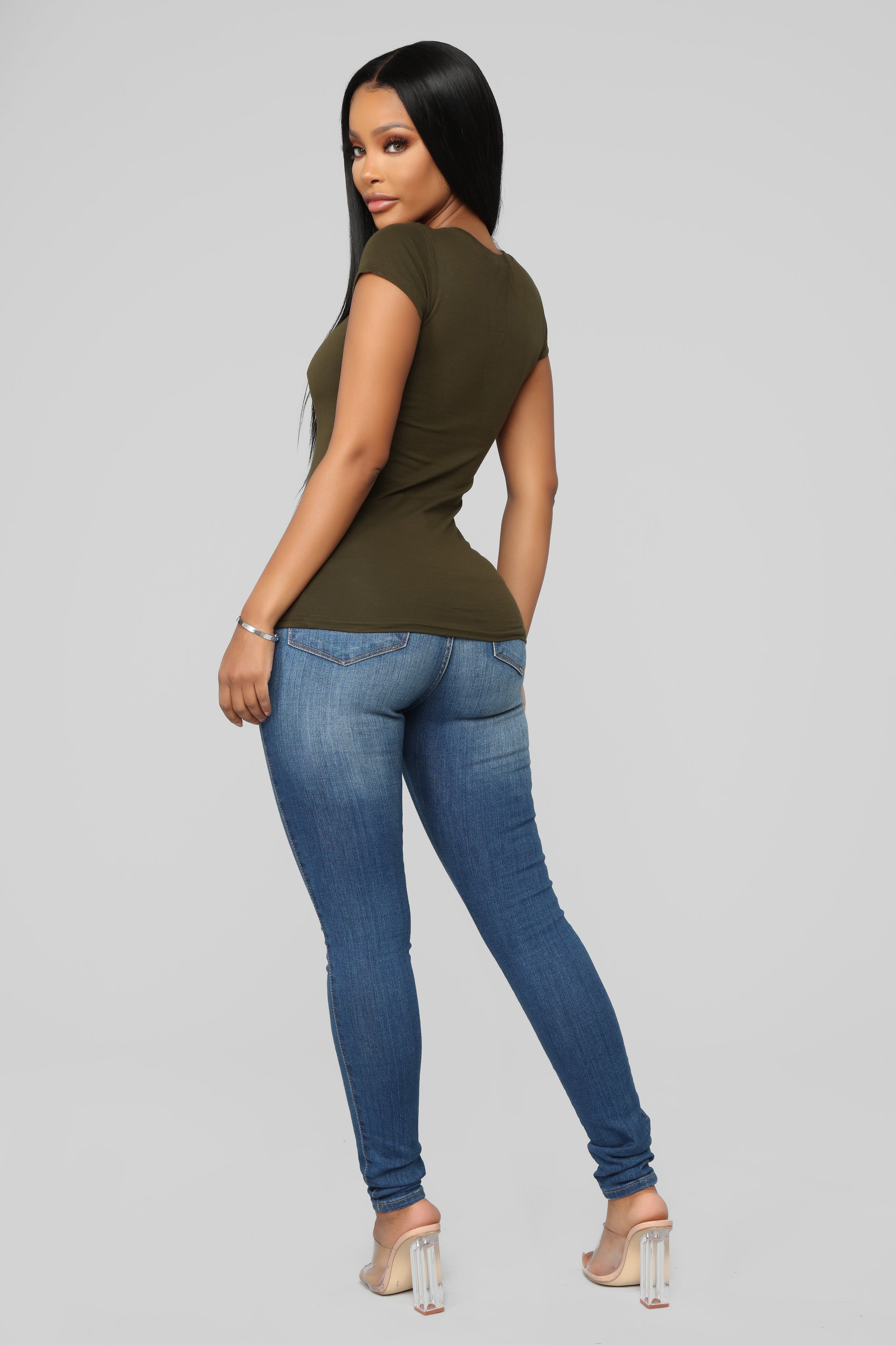 Lily Crew Neck Top - Olive