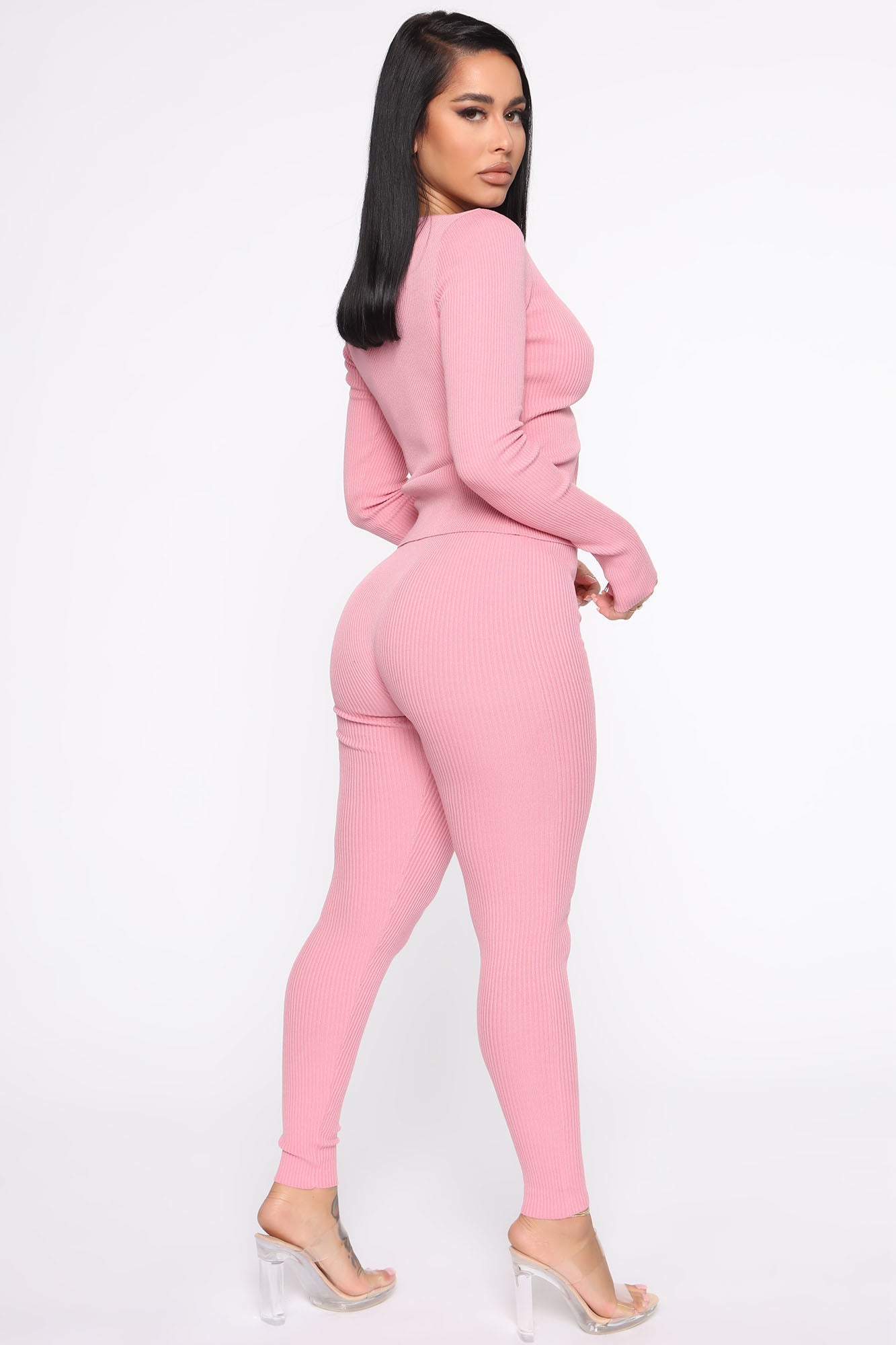 Wrong Way Sweater Pant Set - Pink