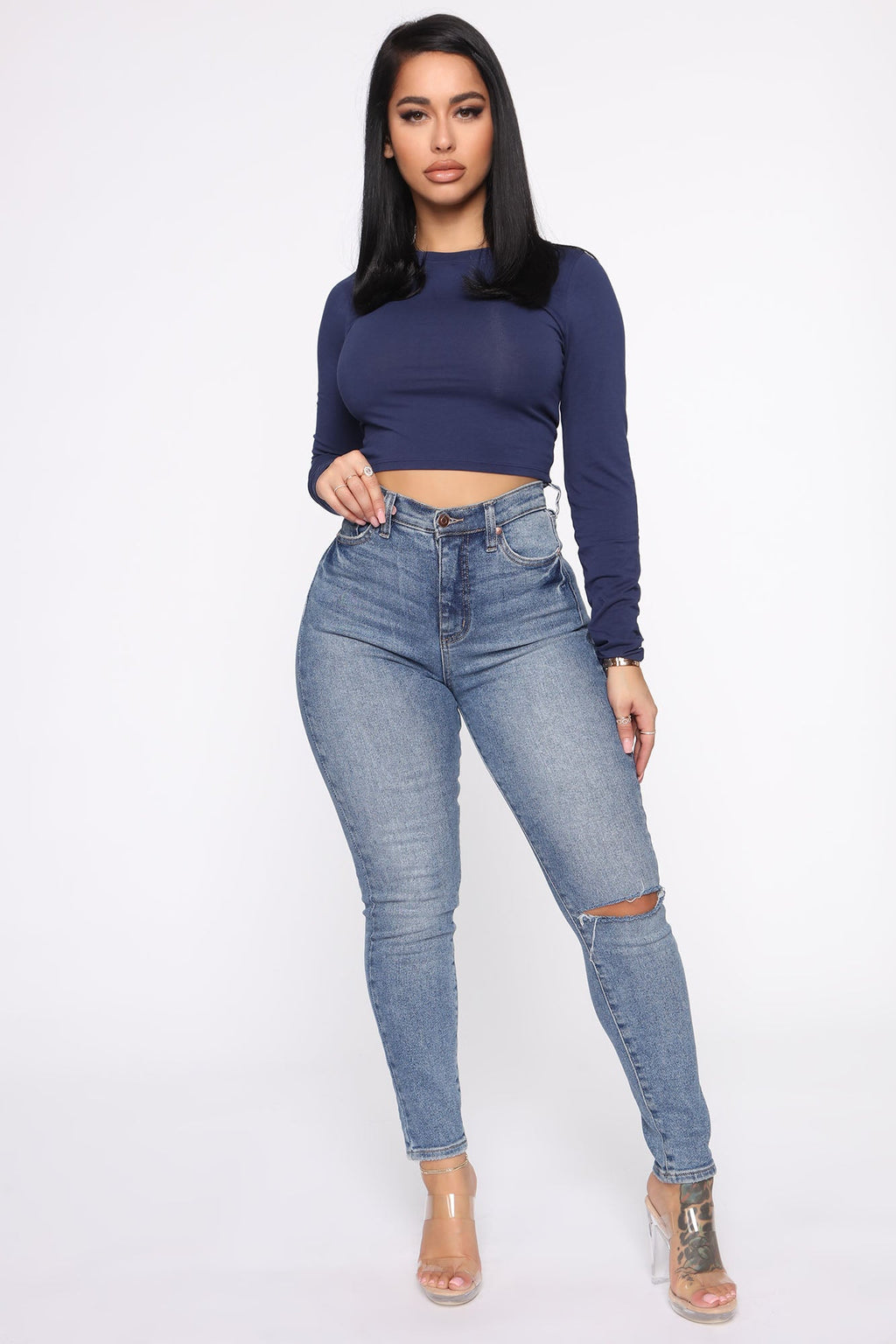 Robin Long Sleeve Top - Navy