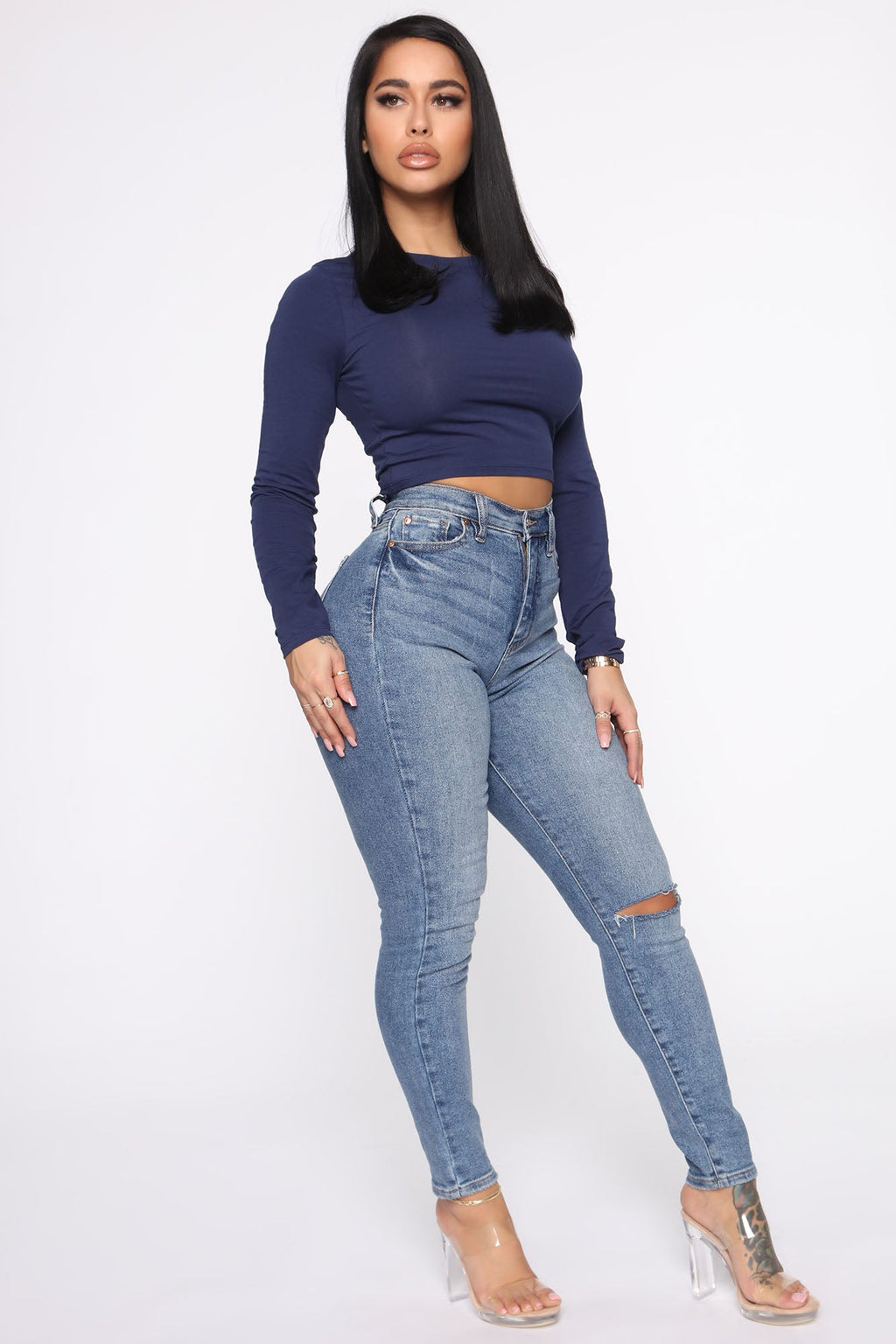 Robin Long Sleeve Top - Navy