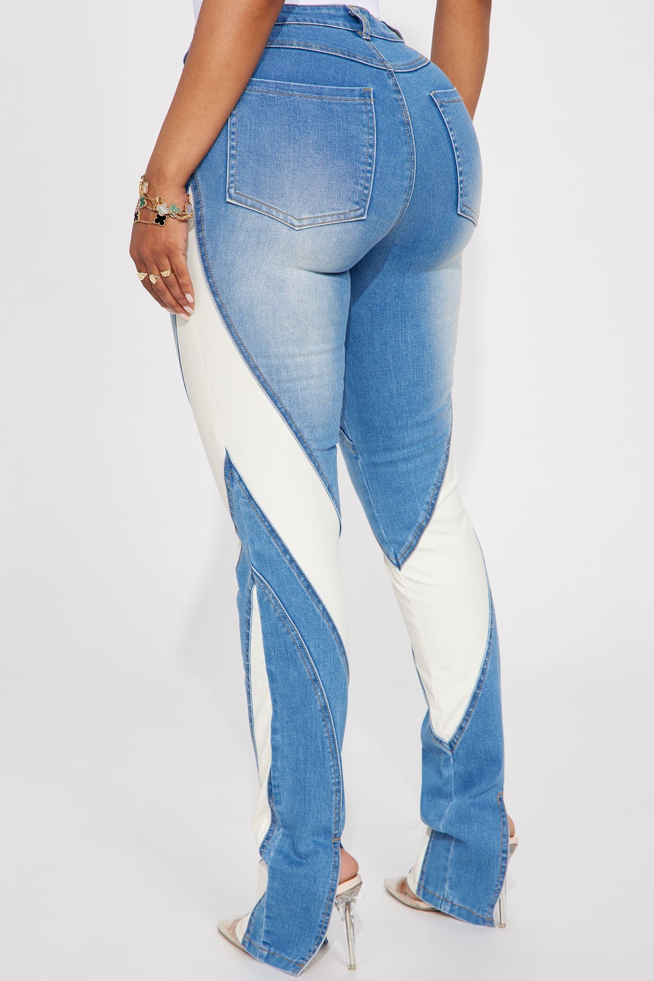 Stepping Up Split Hem Skinny Jeans - Medium Wash