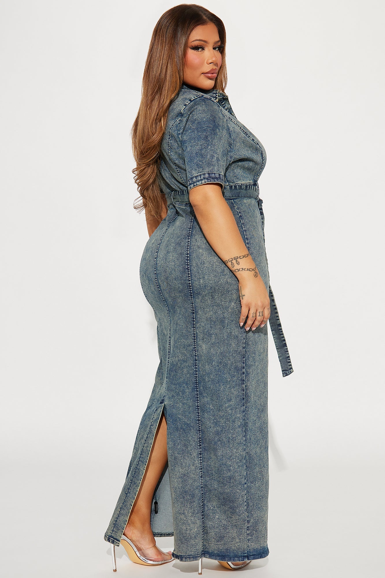 Kara Denim Maxi Dress - Blue