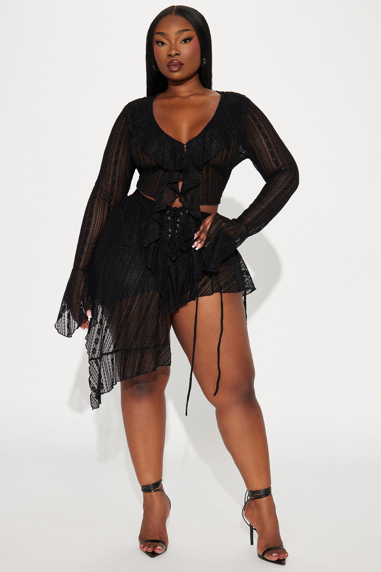 Love Addiction Lace Skirt Set - Black