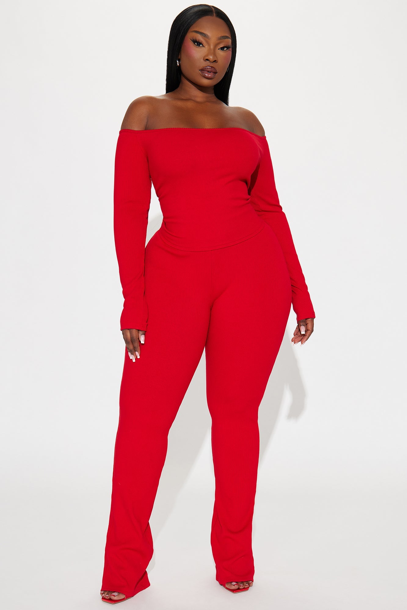 Heartless Heavy Rib Pant Set - Red