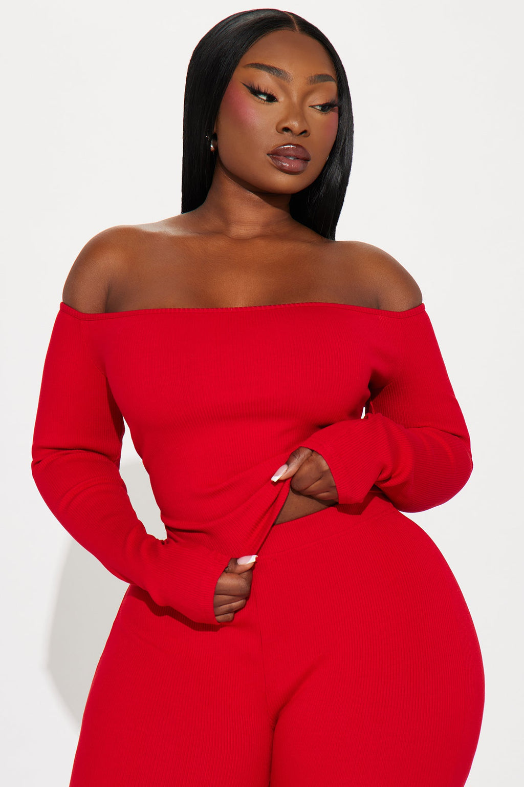 Heartless Heavy Rib Pant Set - Red