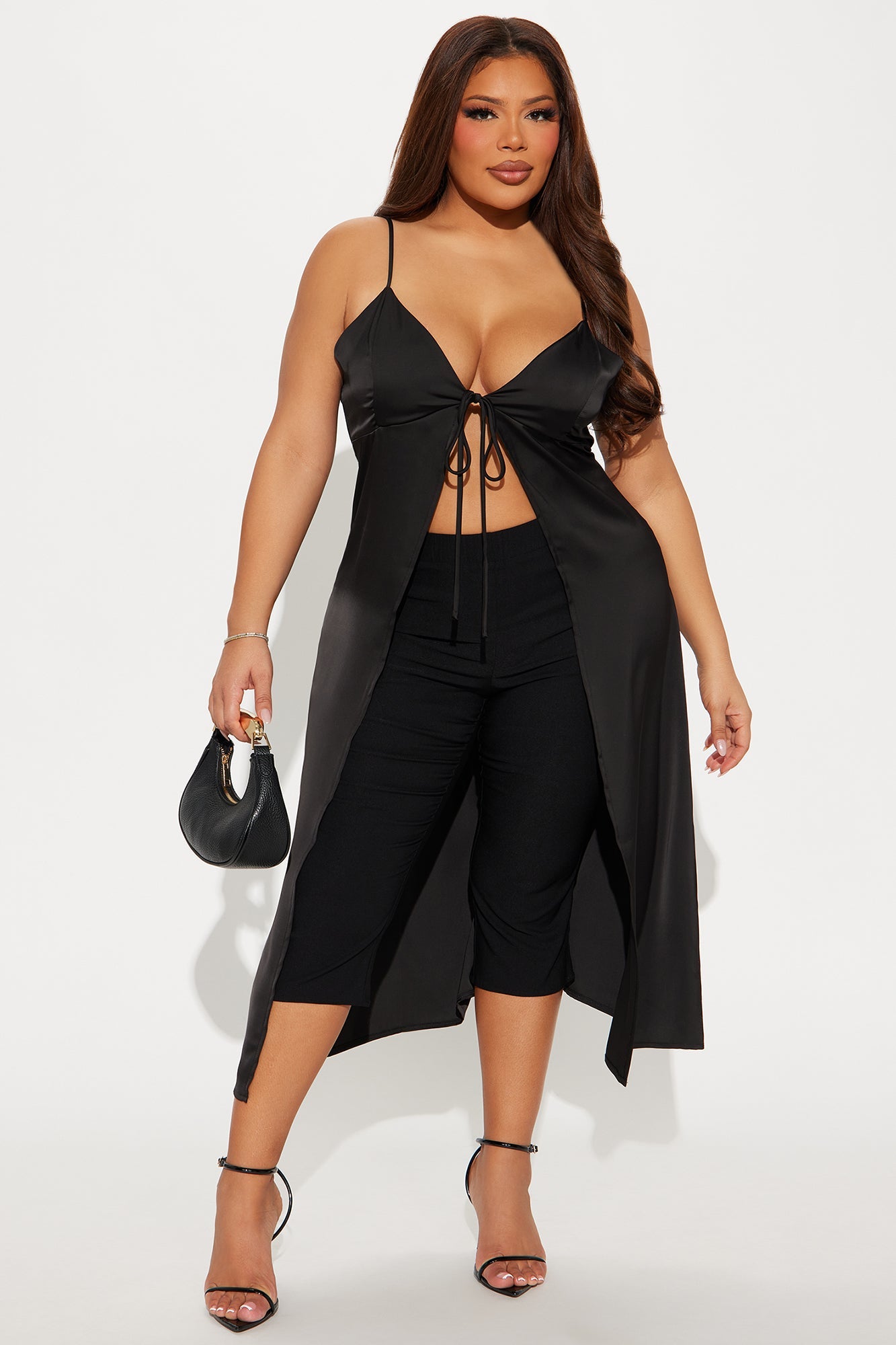 Lustful Desire Satin Maxi Top - Black