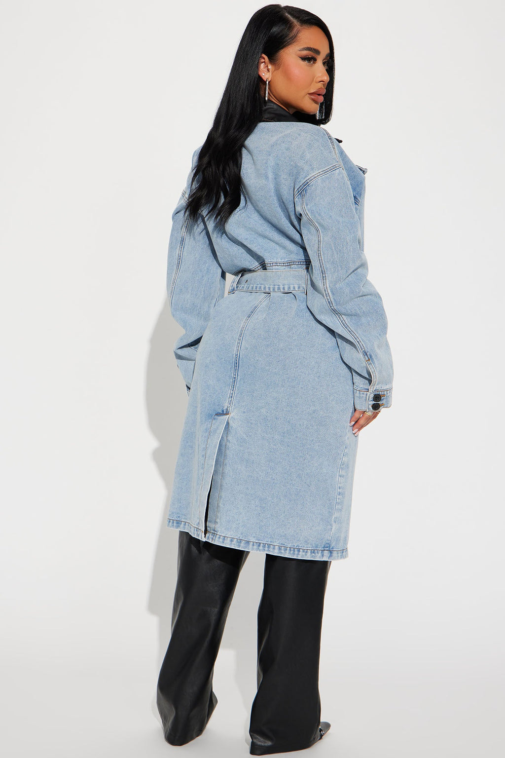 Downtown Living Trench Coat - Light Wash