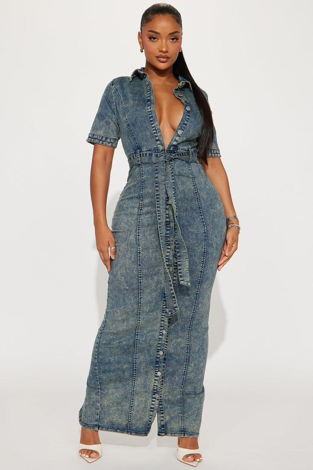Kara Denim Maxi Dress - Blue