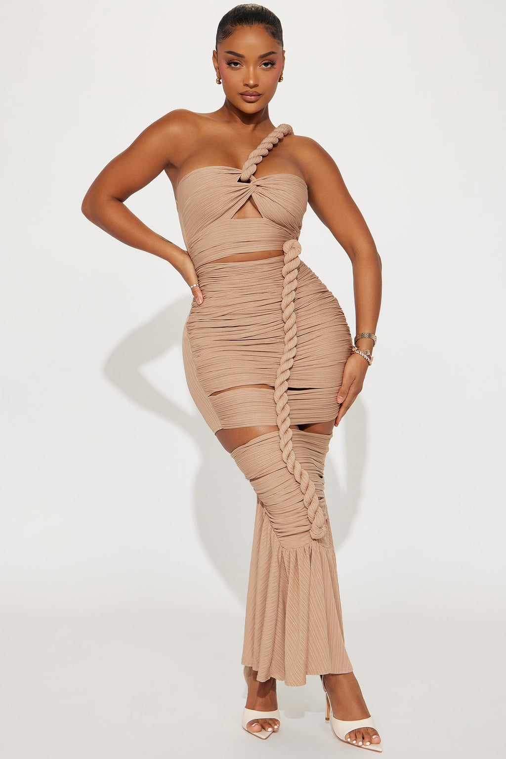 Twist It Up Maxi Dress - Taupe