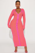 Mariah Sweater Maxi Dress - Pink/combo