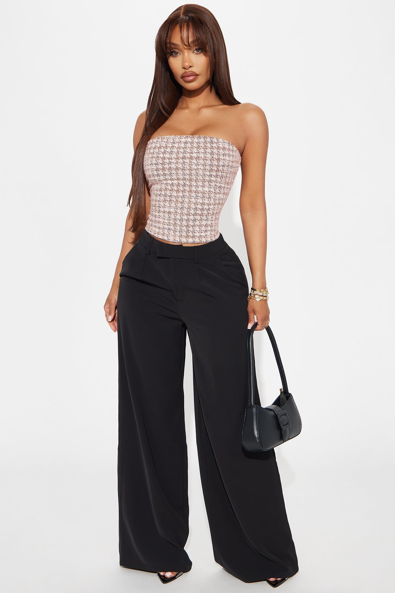 Penelope Knit Tweed Tube Top - Pink/combo