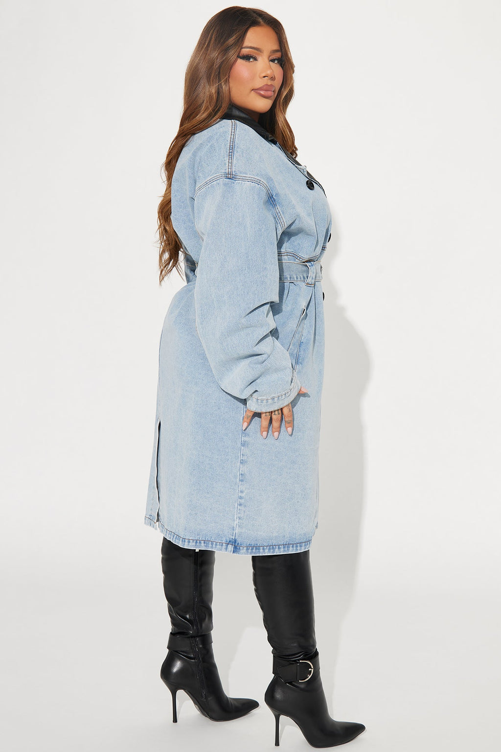 Downtown Living Trench Coat - Light Wash