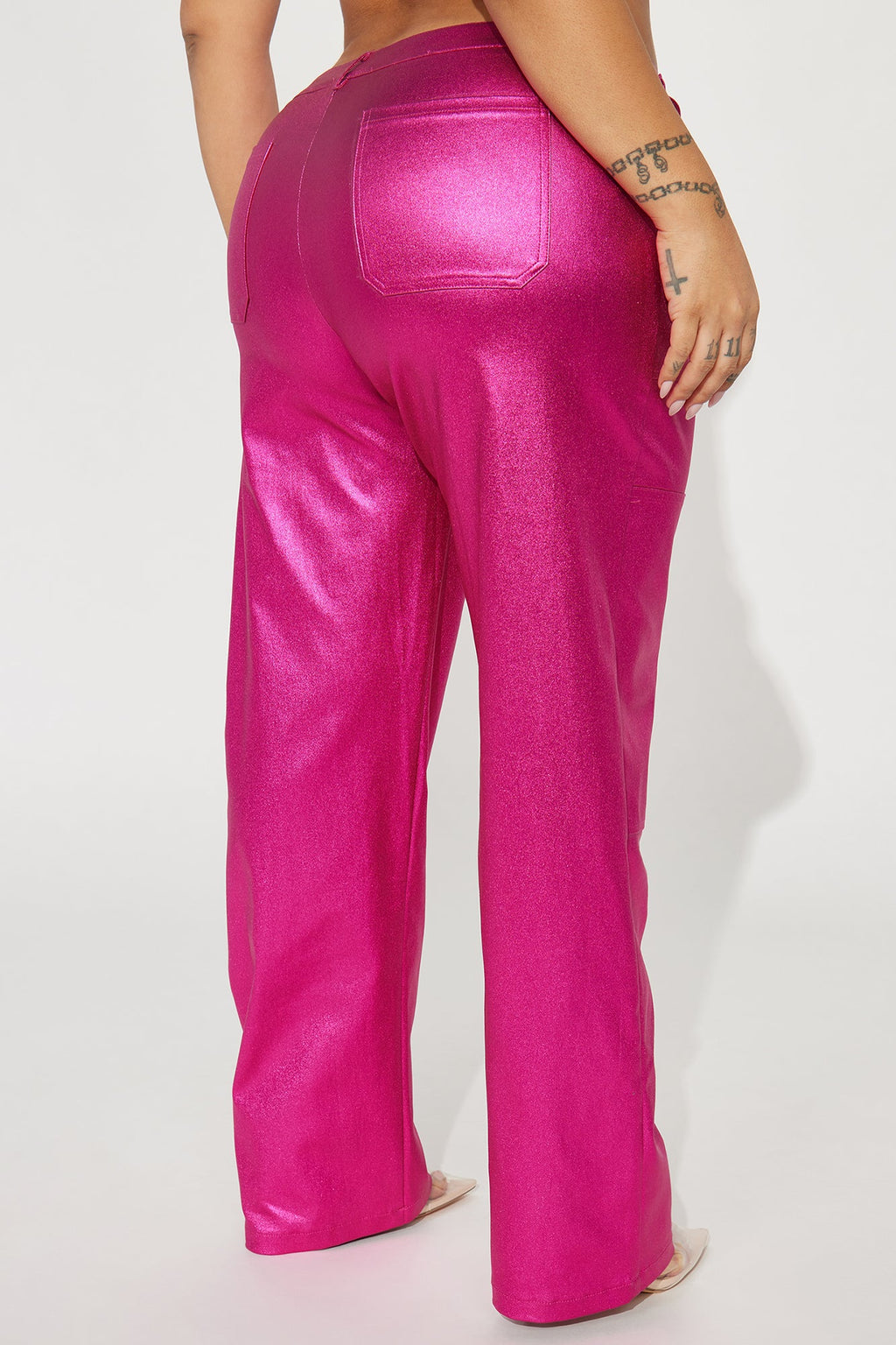I Want More Metallic Coated Pant - Pink