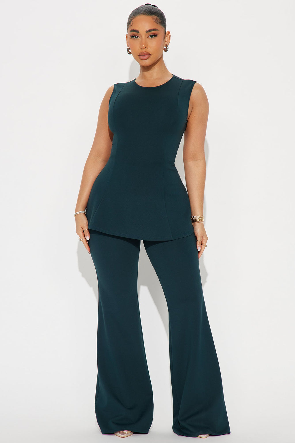 The Ava Peplum Pant Set - Hunter