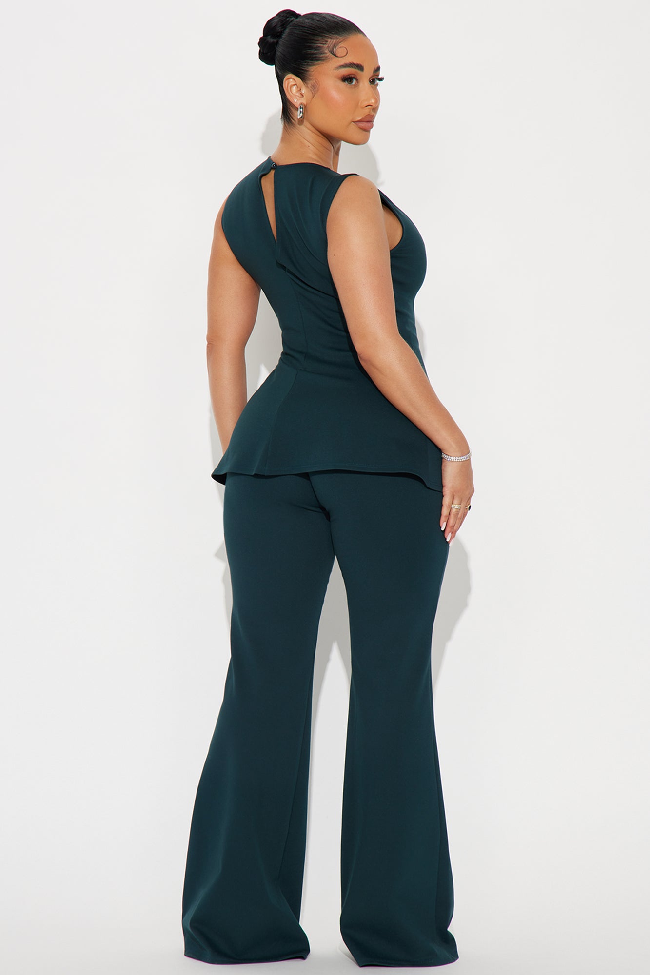 The Ava Peplum Pant Set - Hunter