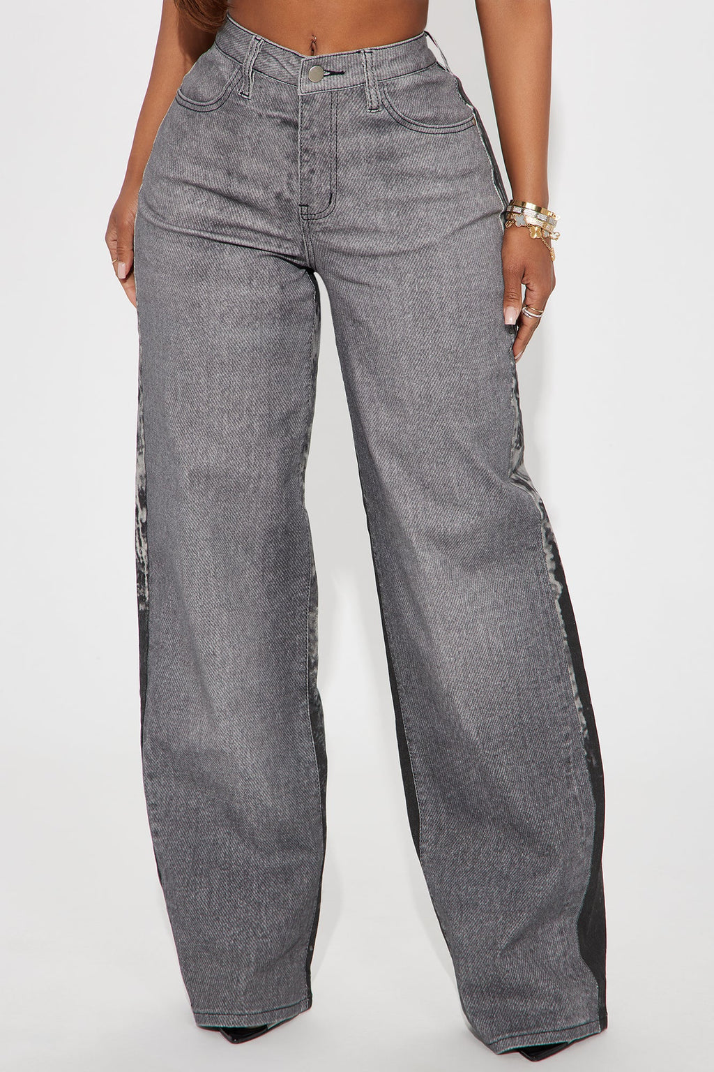 Most Hated Stretch Printed Straight Leg Jeans - Grey
