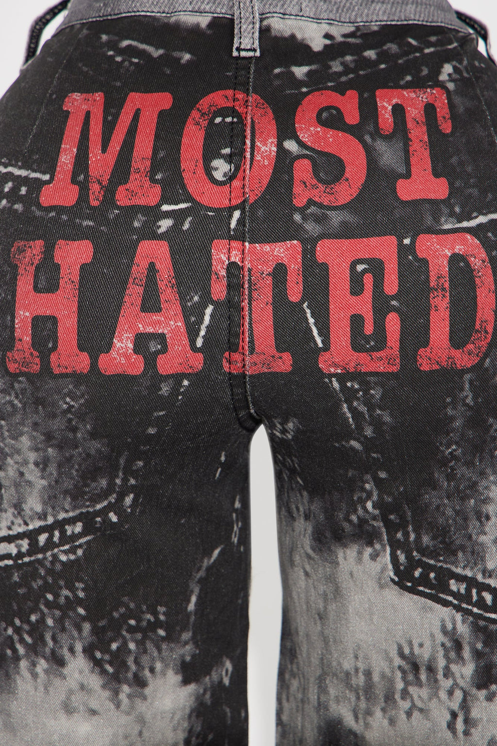 Most Hated Stretch Printed Straight Leg Jeans - Grey