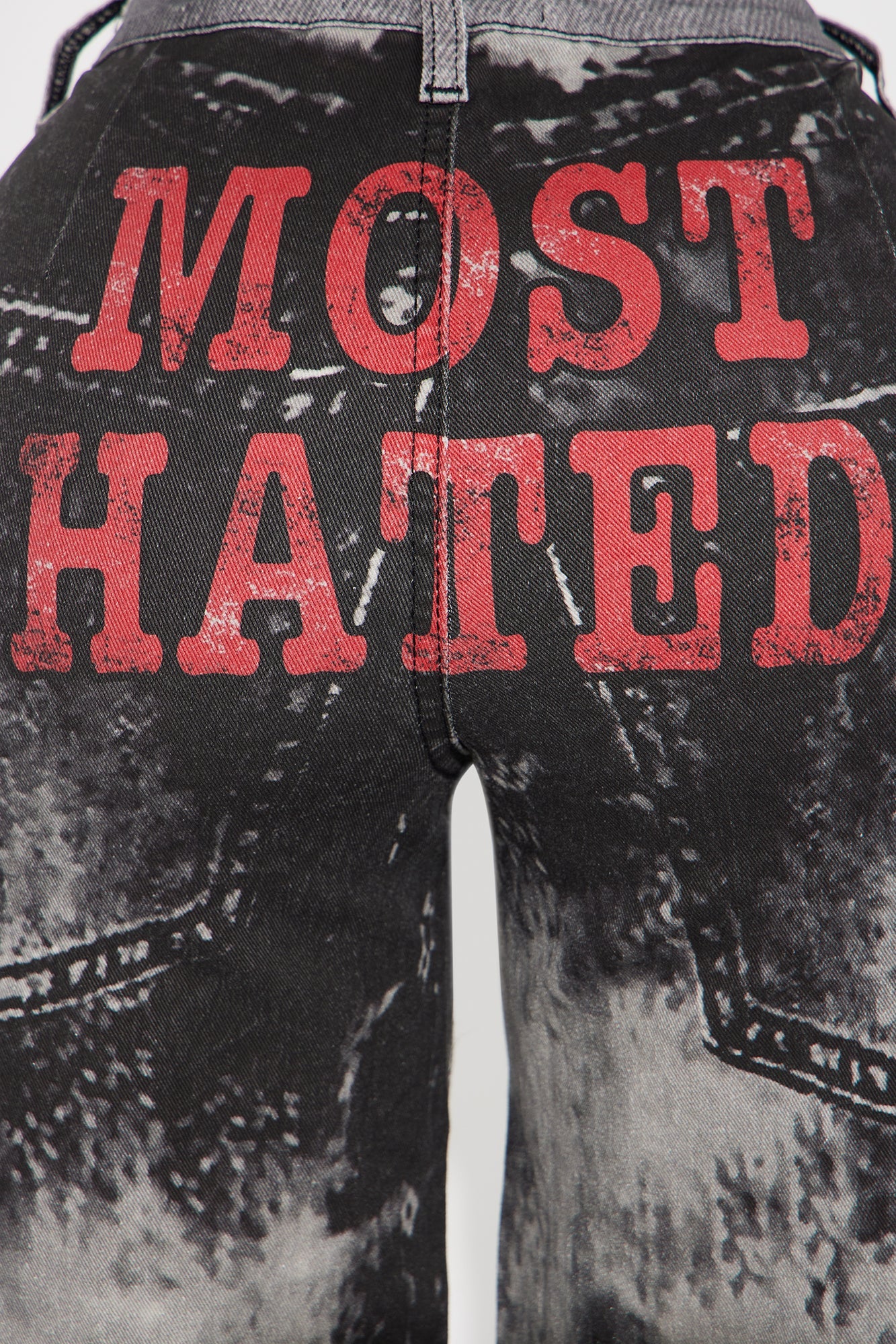 Most Hated Stretch Printed Straight Leg Jeans - Grey