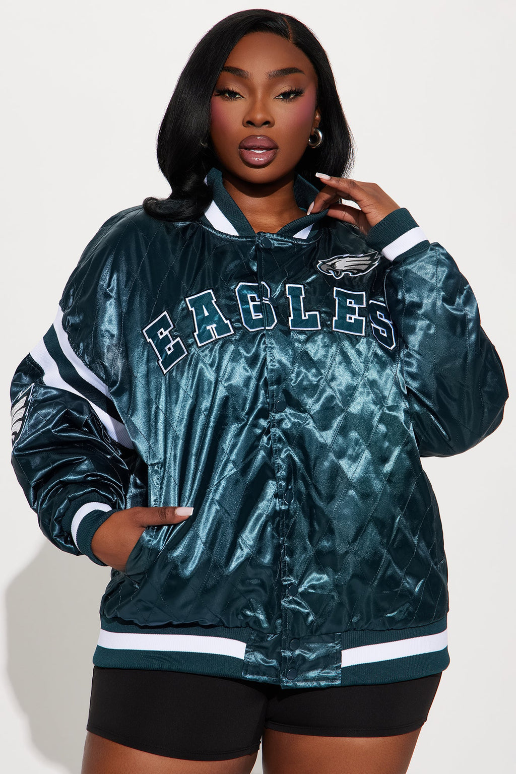 Eagles Quilted Bomber Jacket - Green