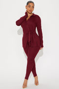 Melissa Ribbed Legging Set - Burgundy