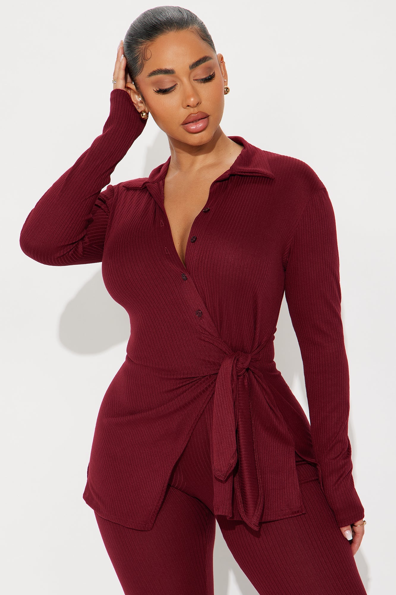 Melissa Ribbed Legging Set - Burgundy