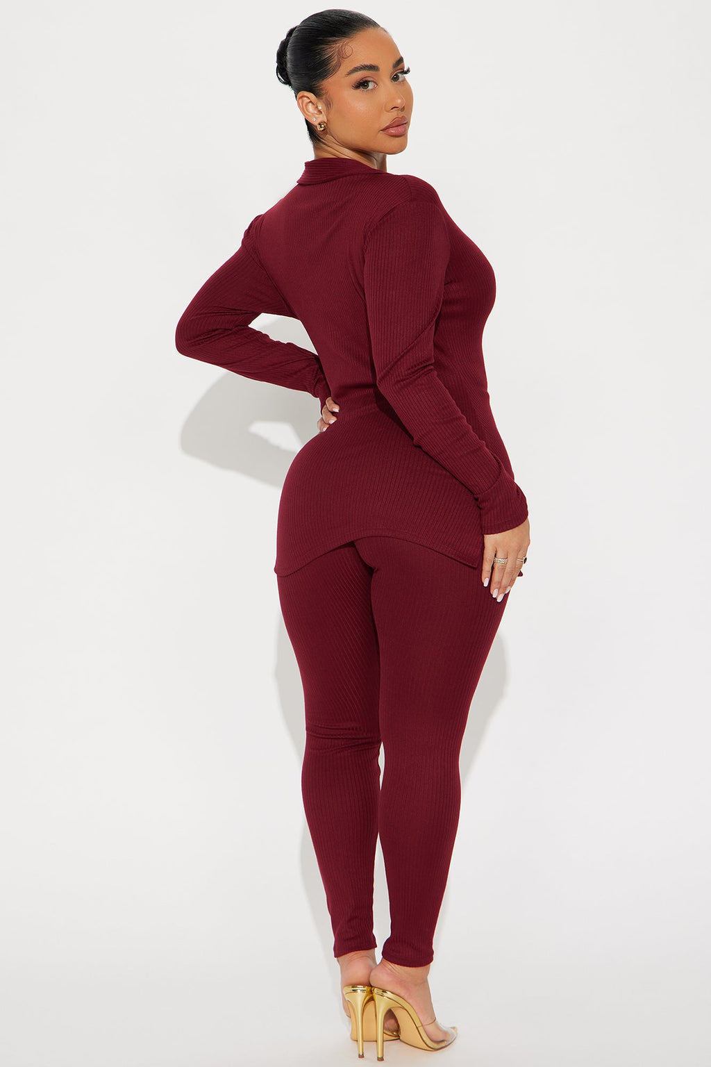 Melissa Ribbed Legging Set - Burgundy
