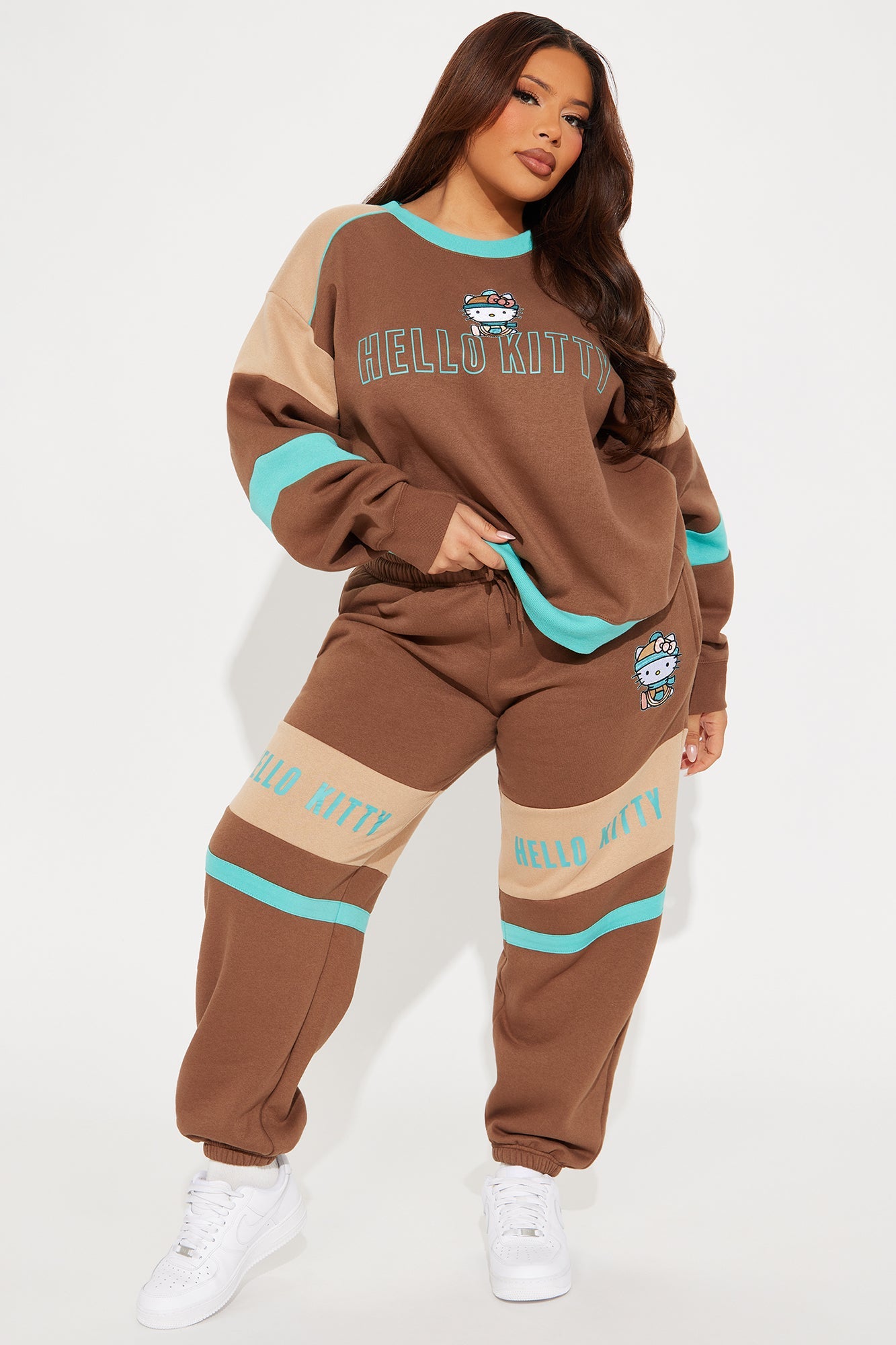 Hello Kitty Color Block Sweatshirt - Brown/combo