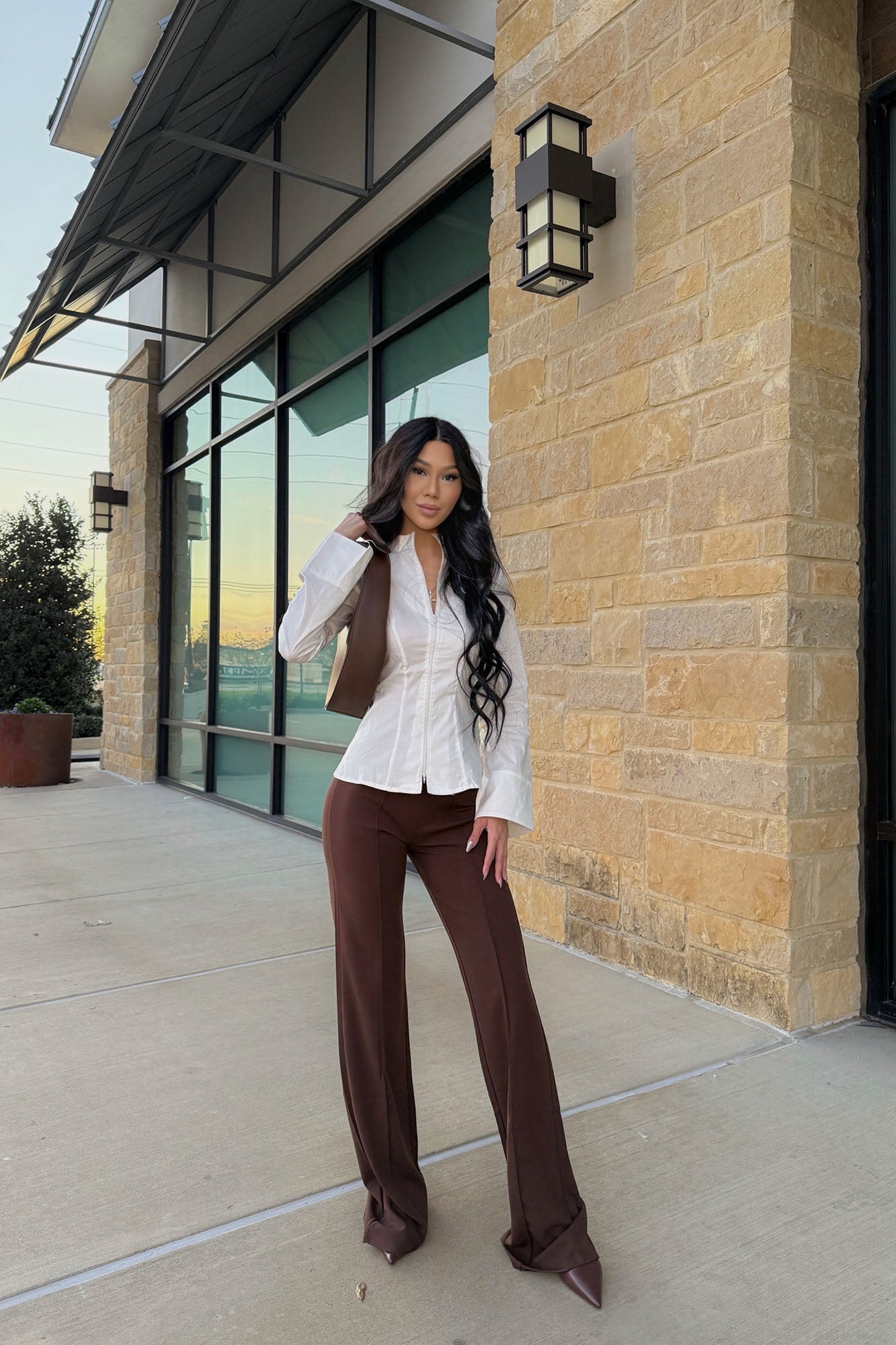 Tall Victoria High Waisted Dress Pants - Chocolate