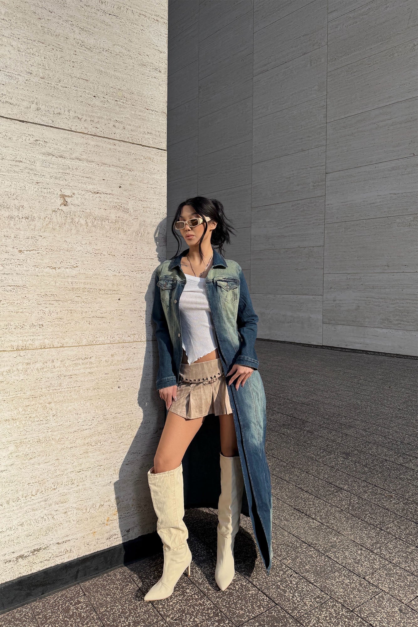 Follow My Lead Denim Trench - Dark Wash