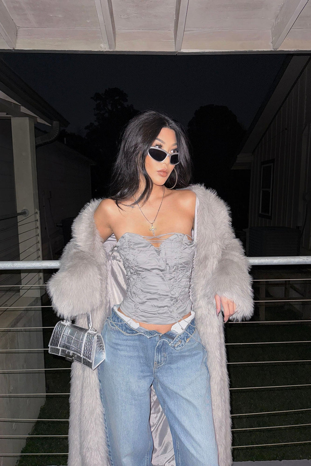 All The Details Corset Top - Grey