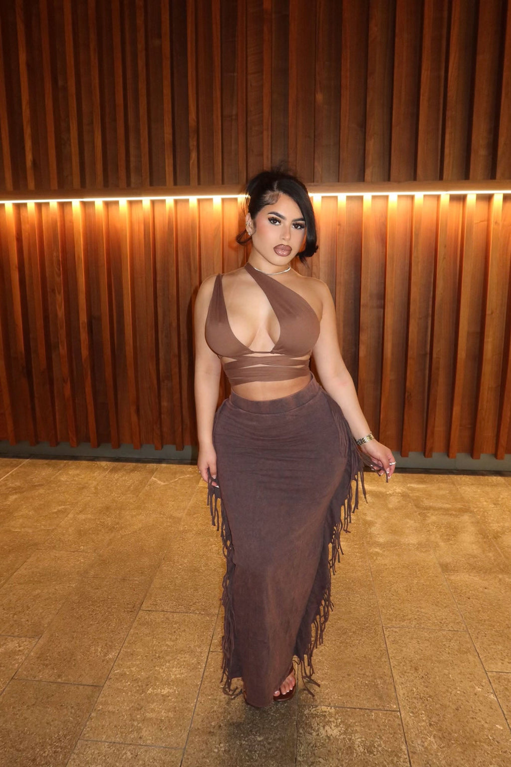 Sahara Mineral Wash Maxi Skirt - Brown