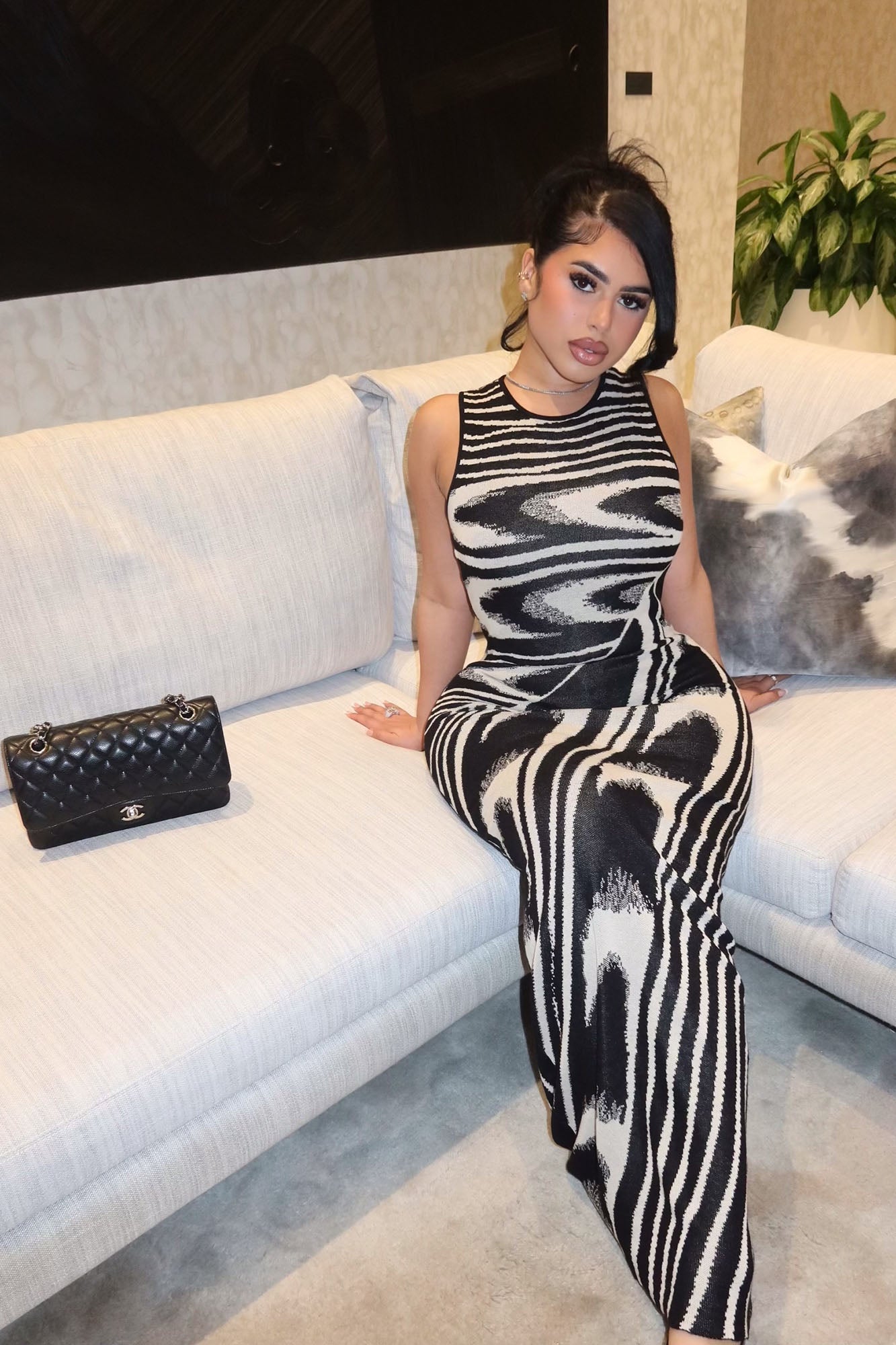 Kira Sweater Maxi Dress - Black/White