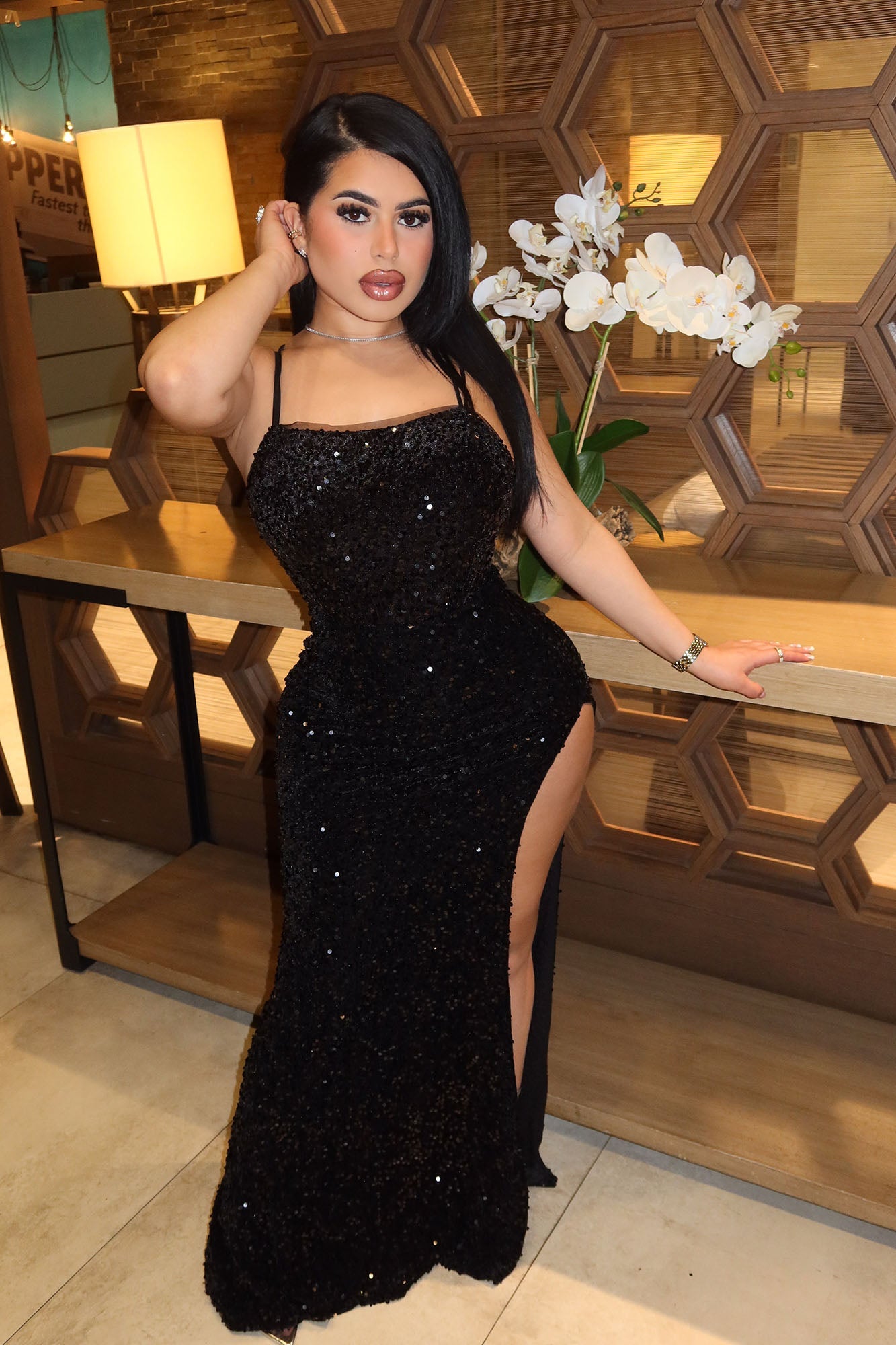 Krissy Sequin Maxi Dress - Black