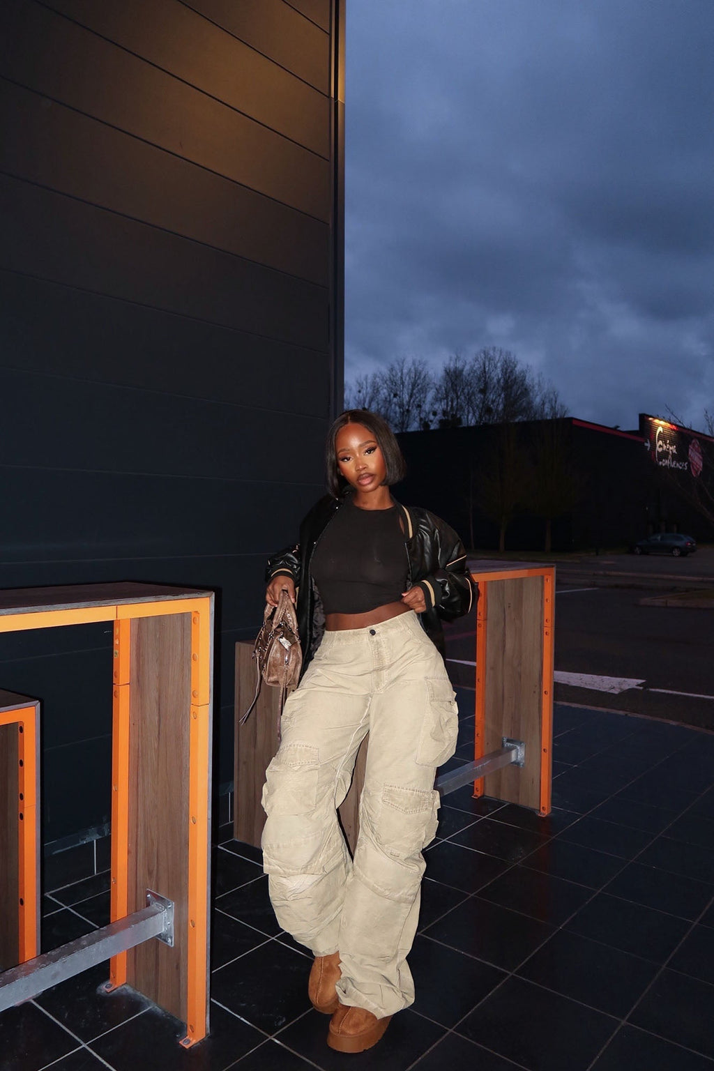 Talk It Up Oversized Distressed Washed Cargo Pant - Khaki