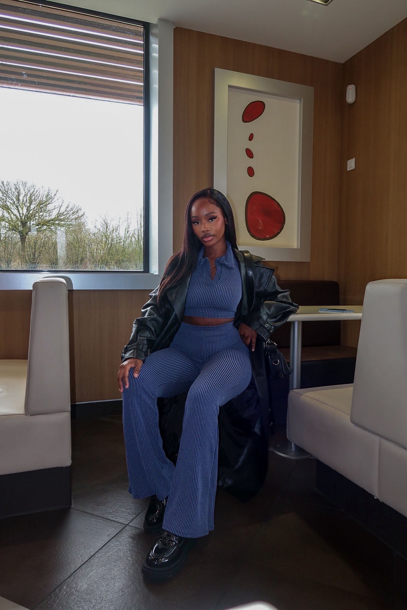 Josie Ribbed Pant Set - Navy