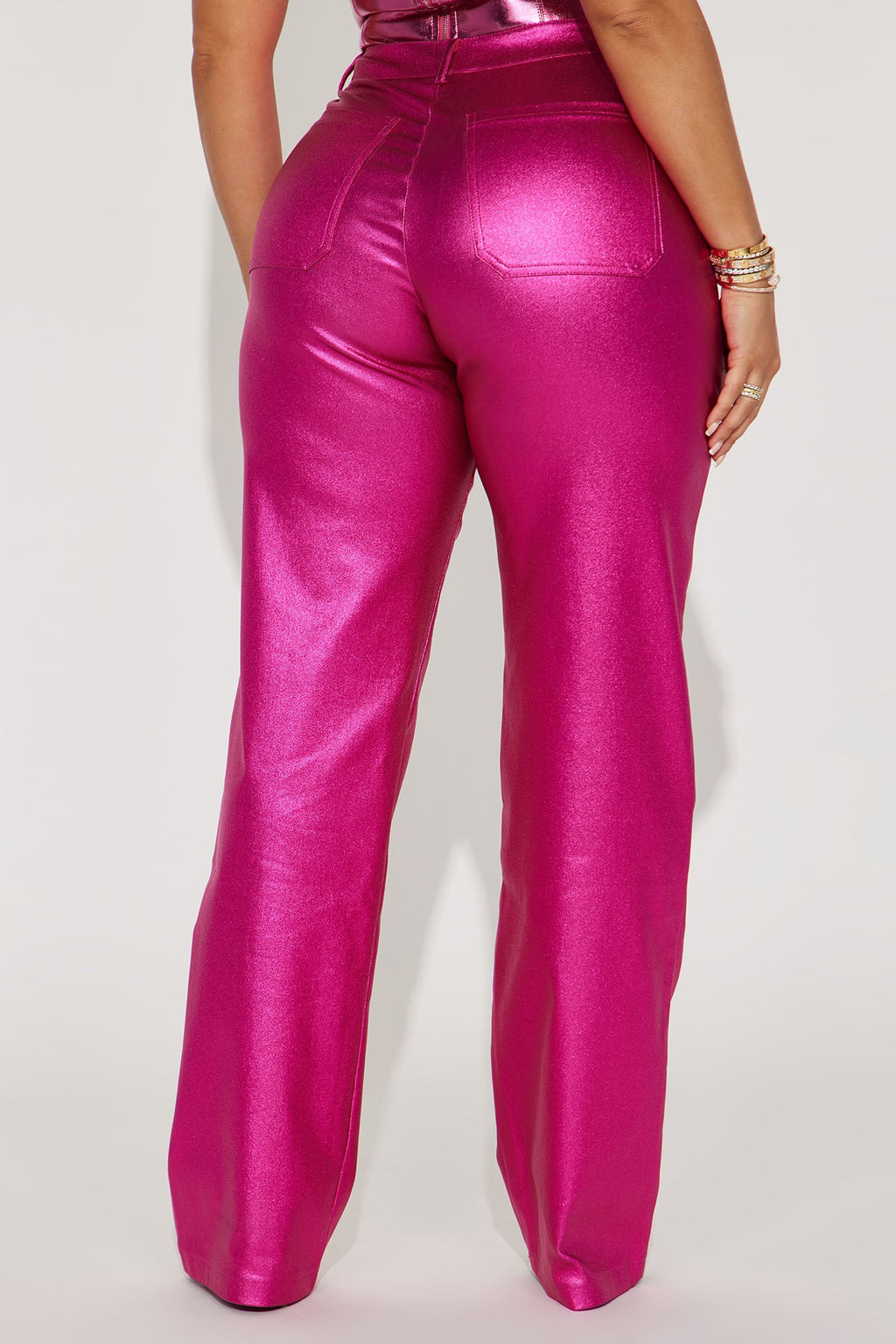 I Want More Metallic Coated Pant - Pink