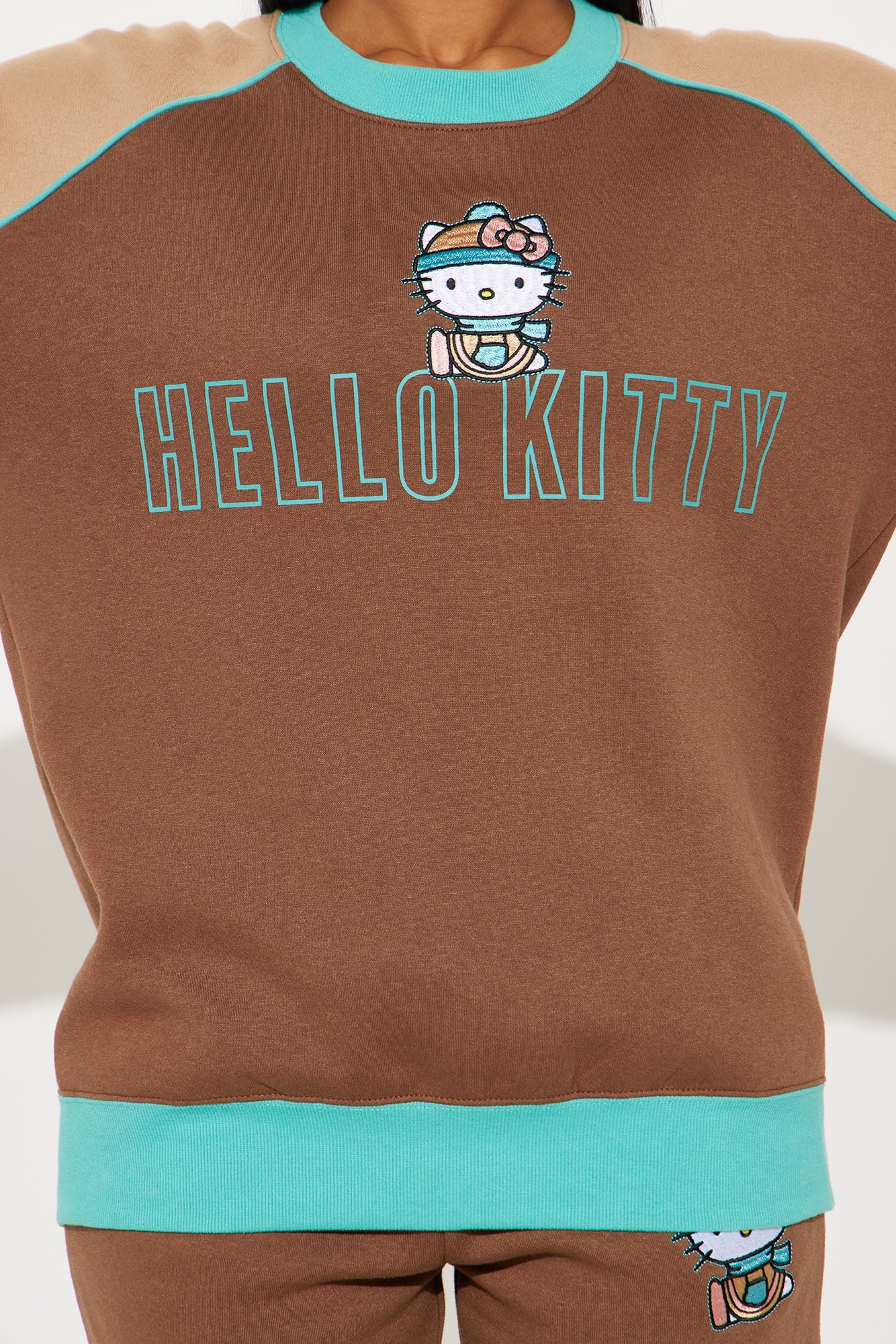 Hello Kitty Color Block Sweatshirt - Brown/combo