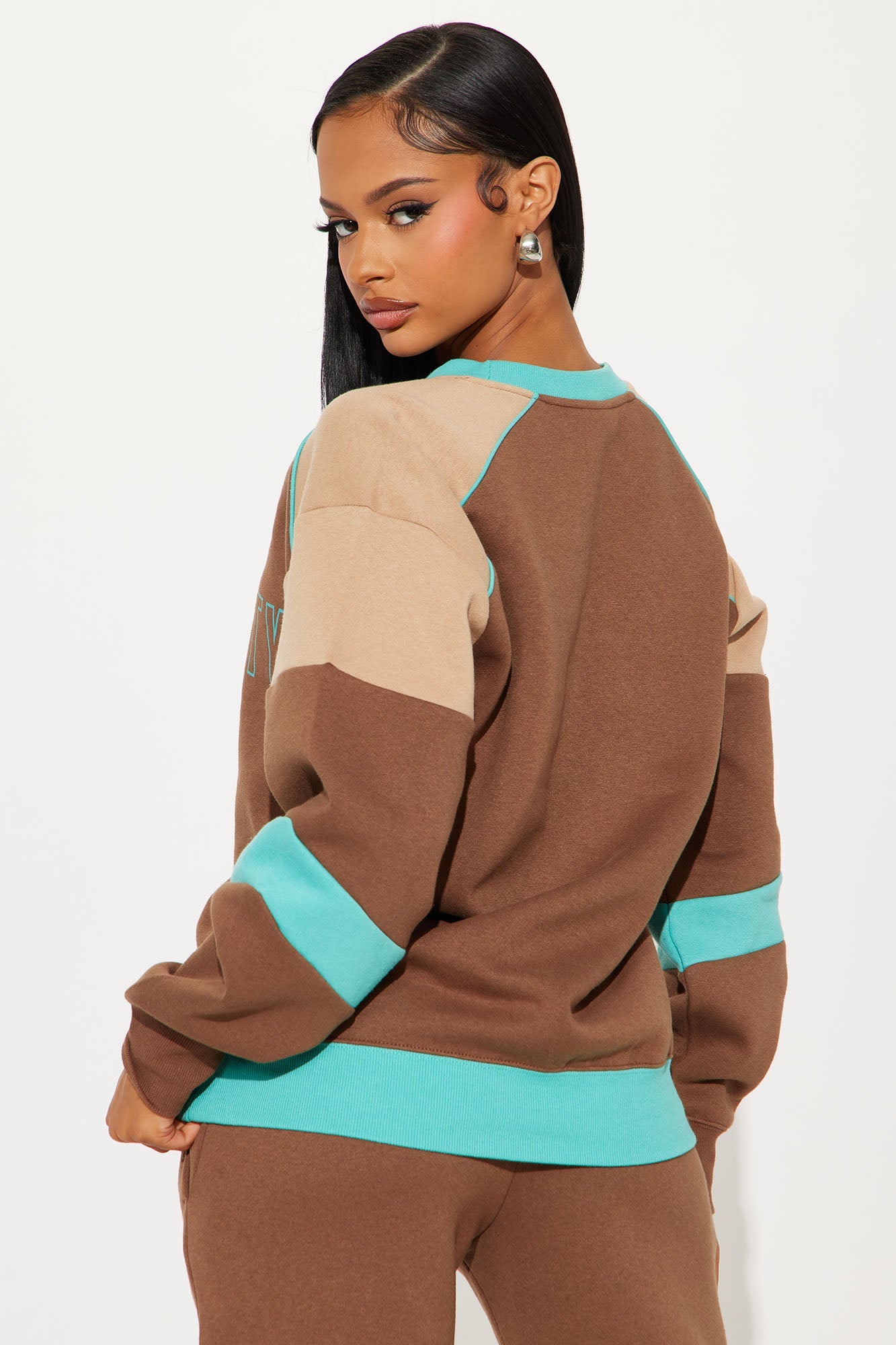 Hello Kitty Color Block Sweatshirt - Brown/combo