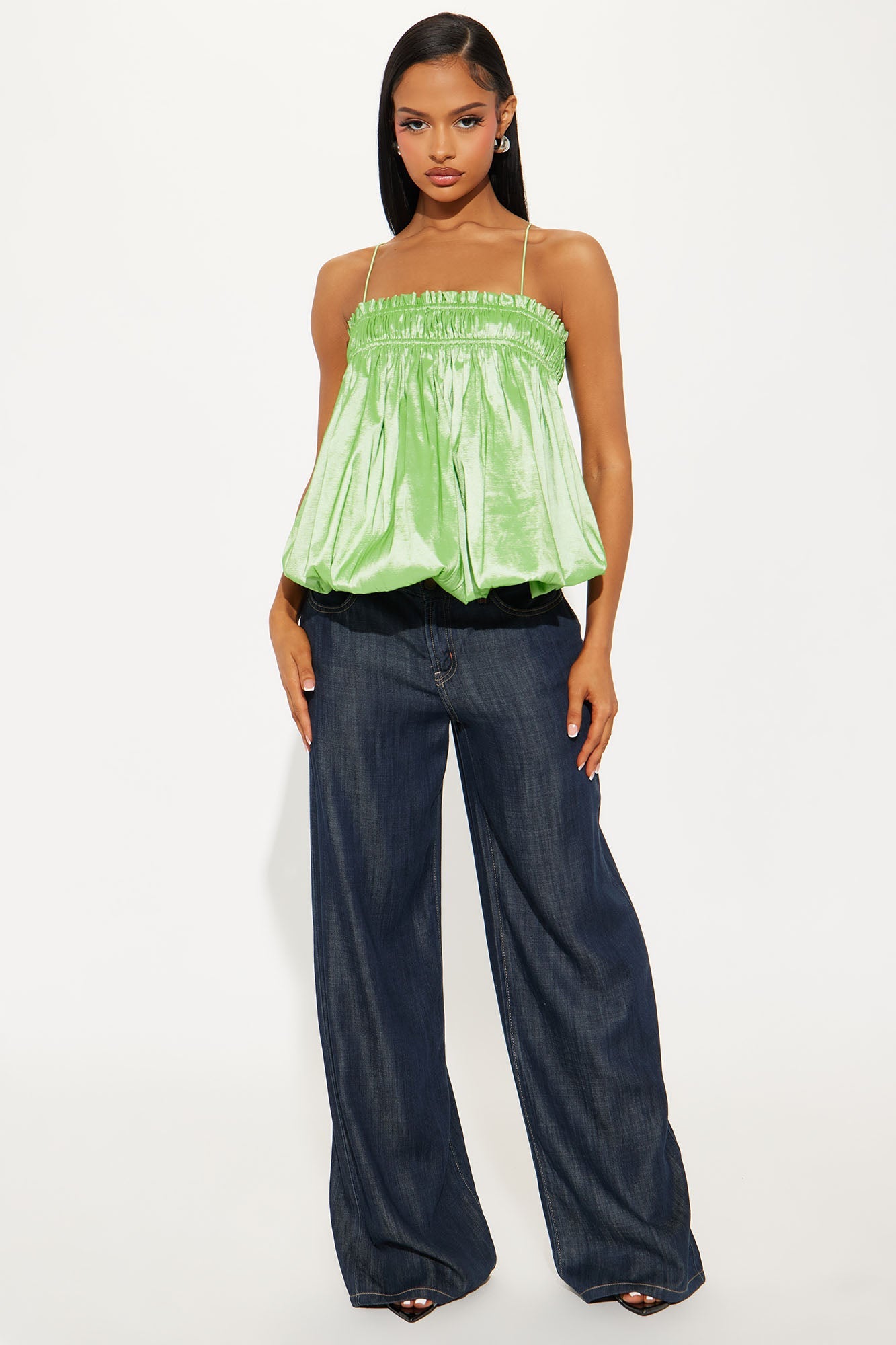 Faviana Bubble Hem Top - Sage