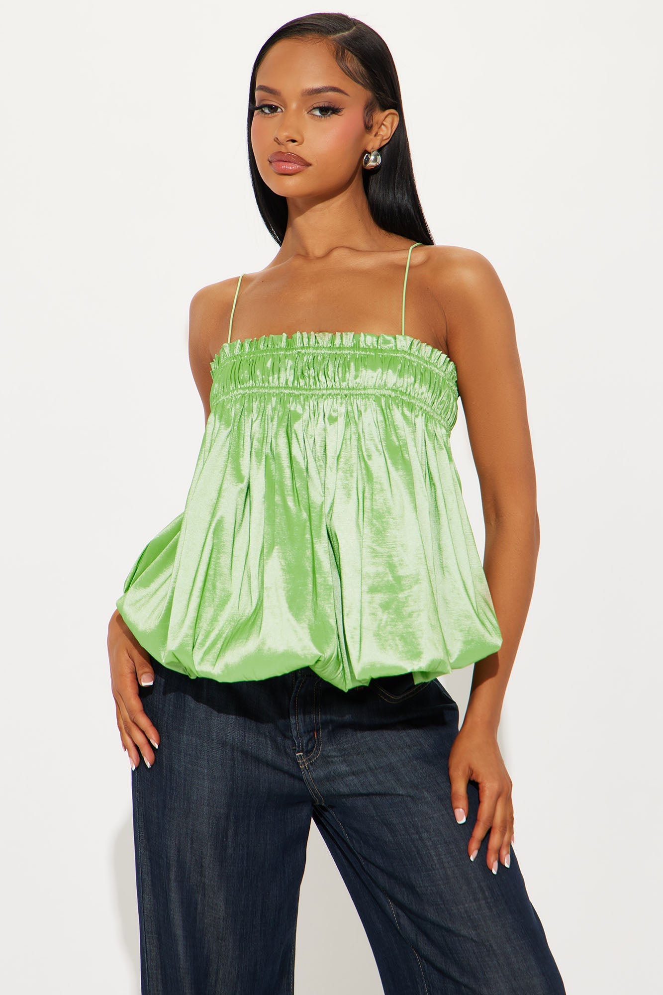 Faviana Bubble Hem Top - Sage