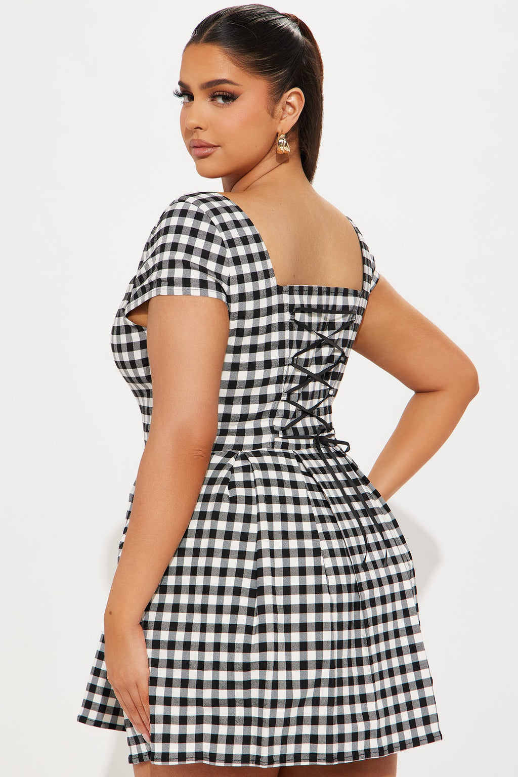 Ophelia Gingham Mini Dress - Black/White