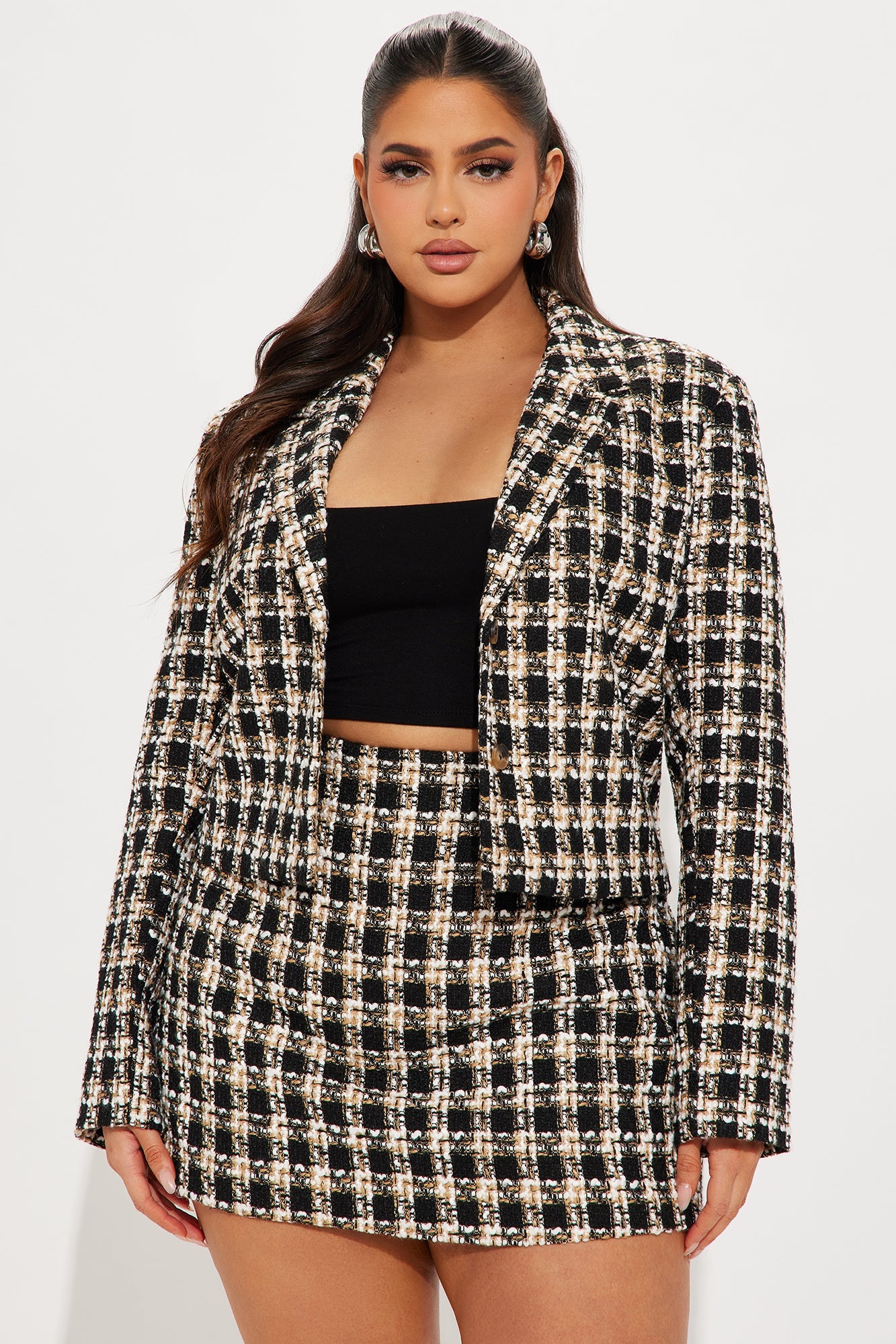 Old Money Rules Tweed Blazer - Black/combo