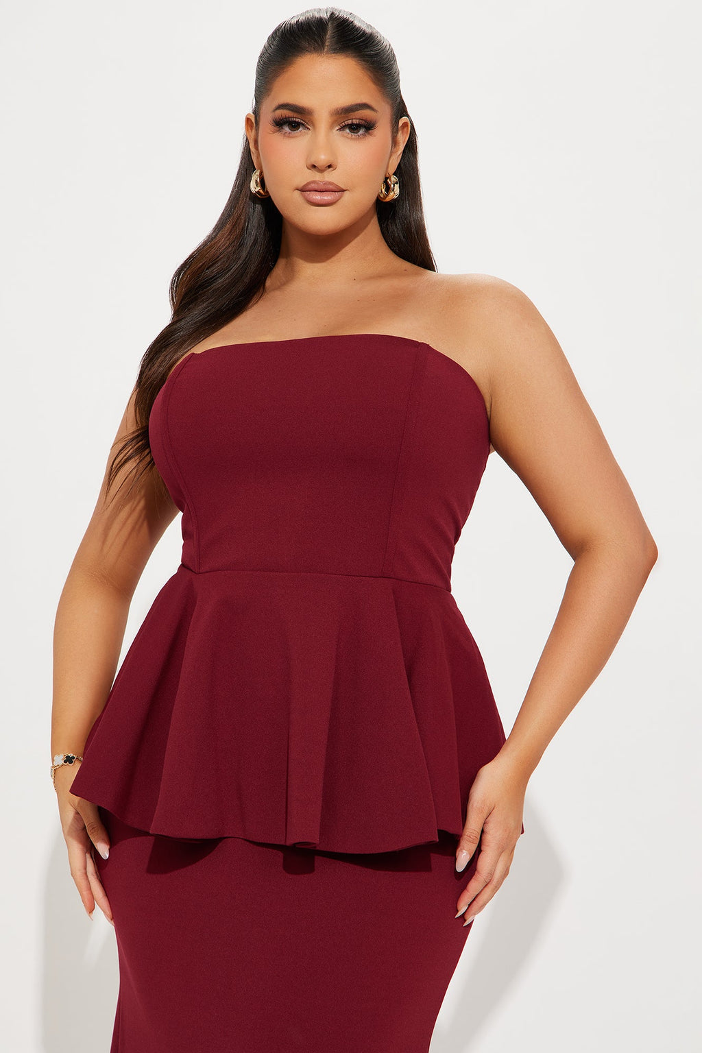 Juliana Peplum Gown - Wine