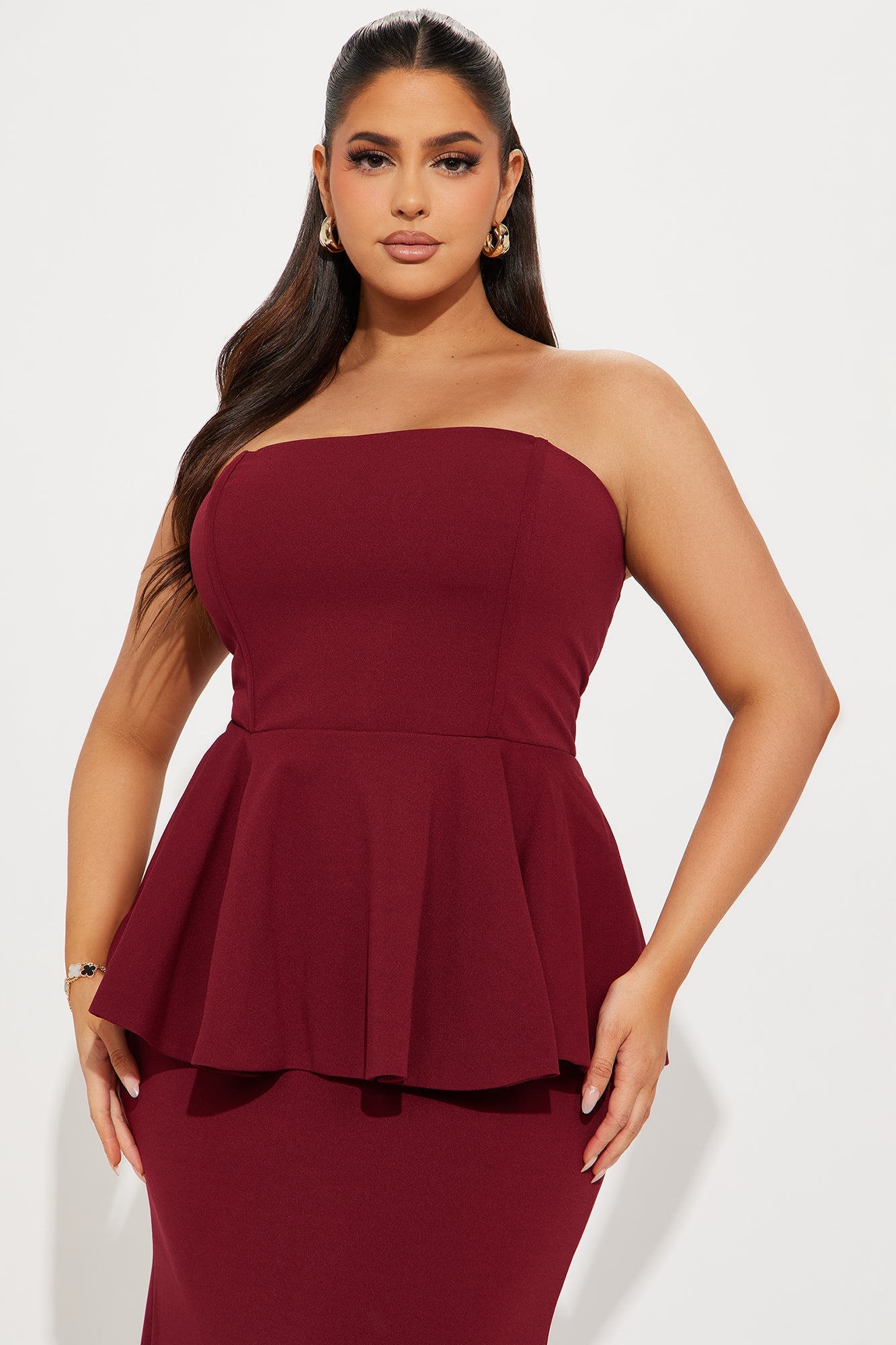 Juliana Peplum Gown - Wine