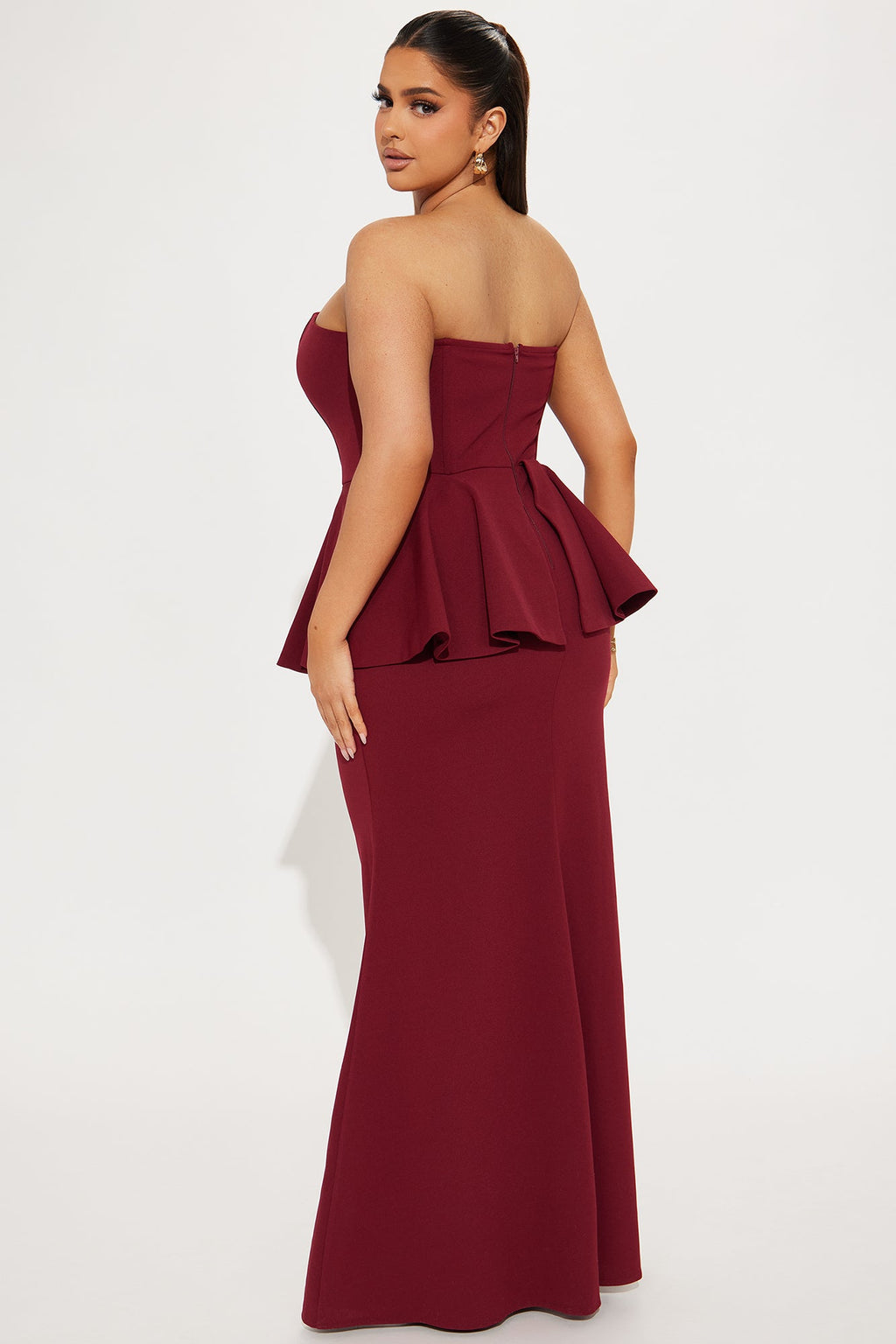 Juliana Peplum Gown - Wine