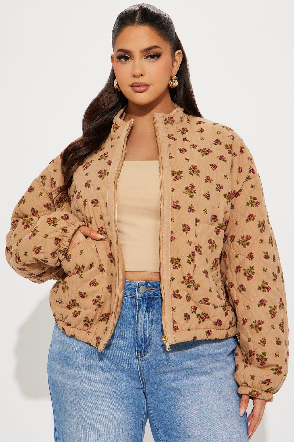 As Sweet As They Come Oversized Quilted Jacket - Stone