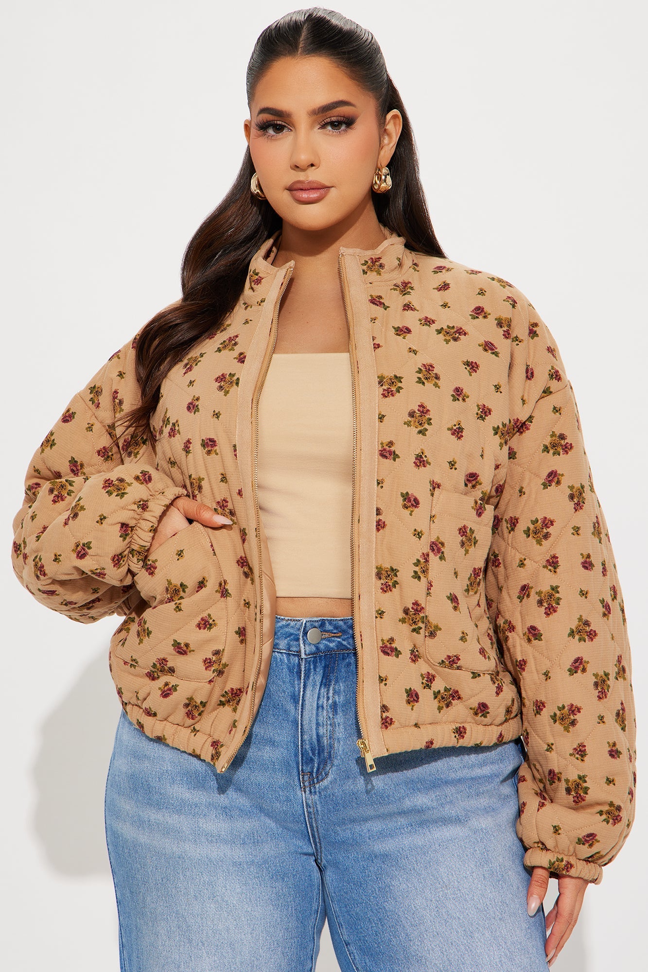 As Sweet As They Come Oversized Quilted Jacket - Stone