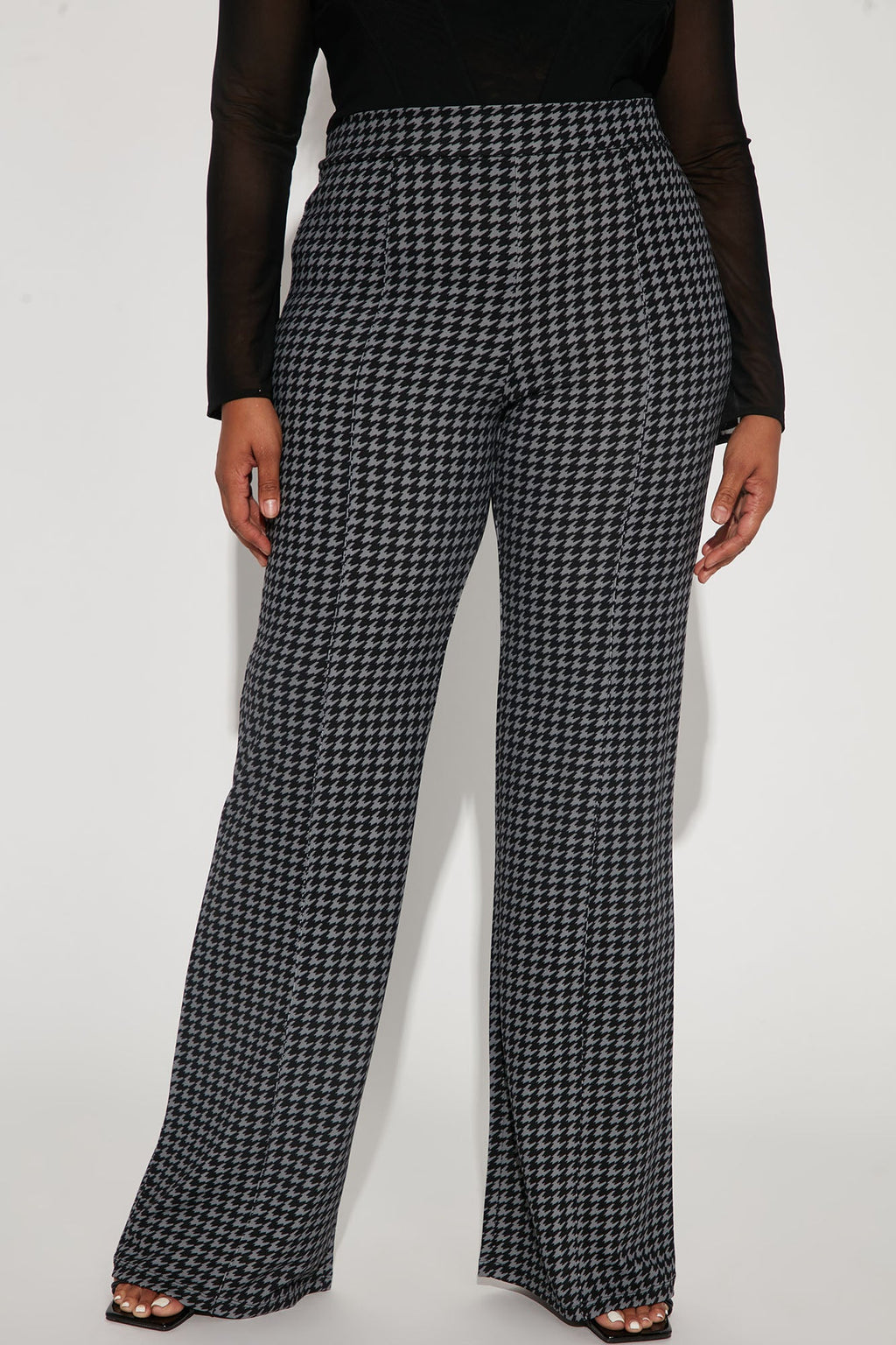 Tall Victoria High Waist Dress Pant Houndstooth - Black/Grey