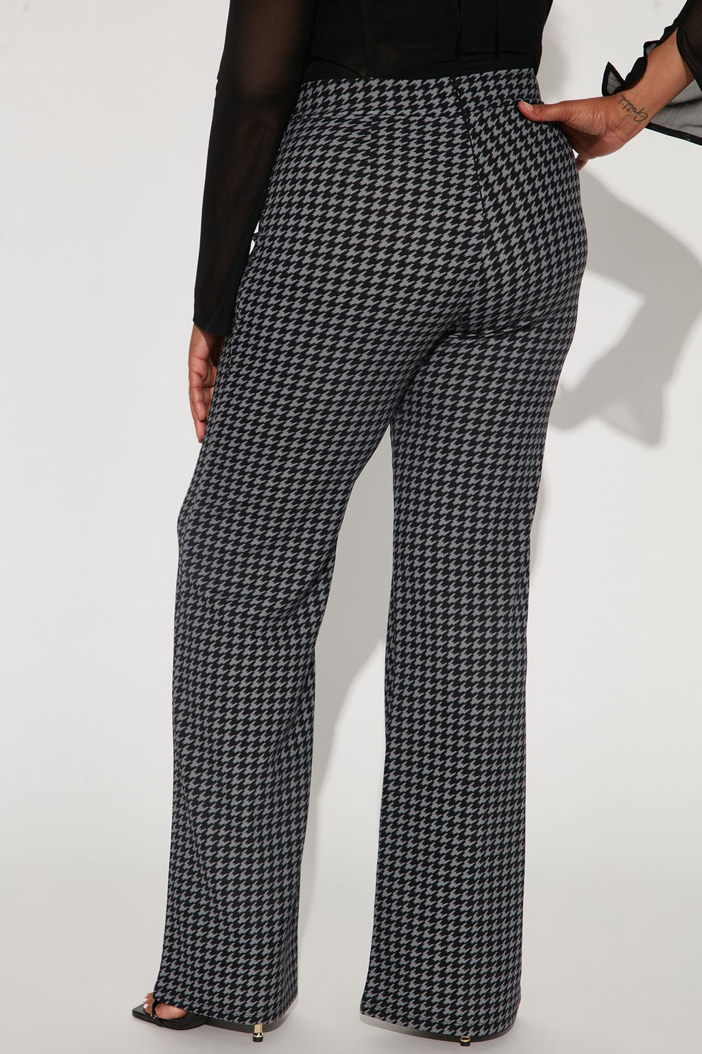 Tall Victoria High Waist Dress Pant Houndstooth - Black/Grey